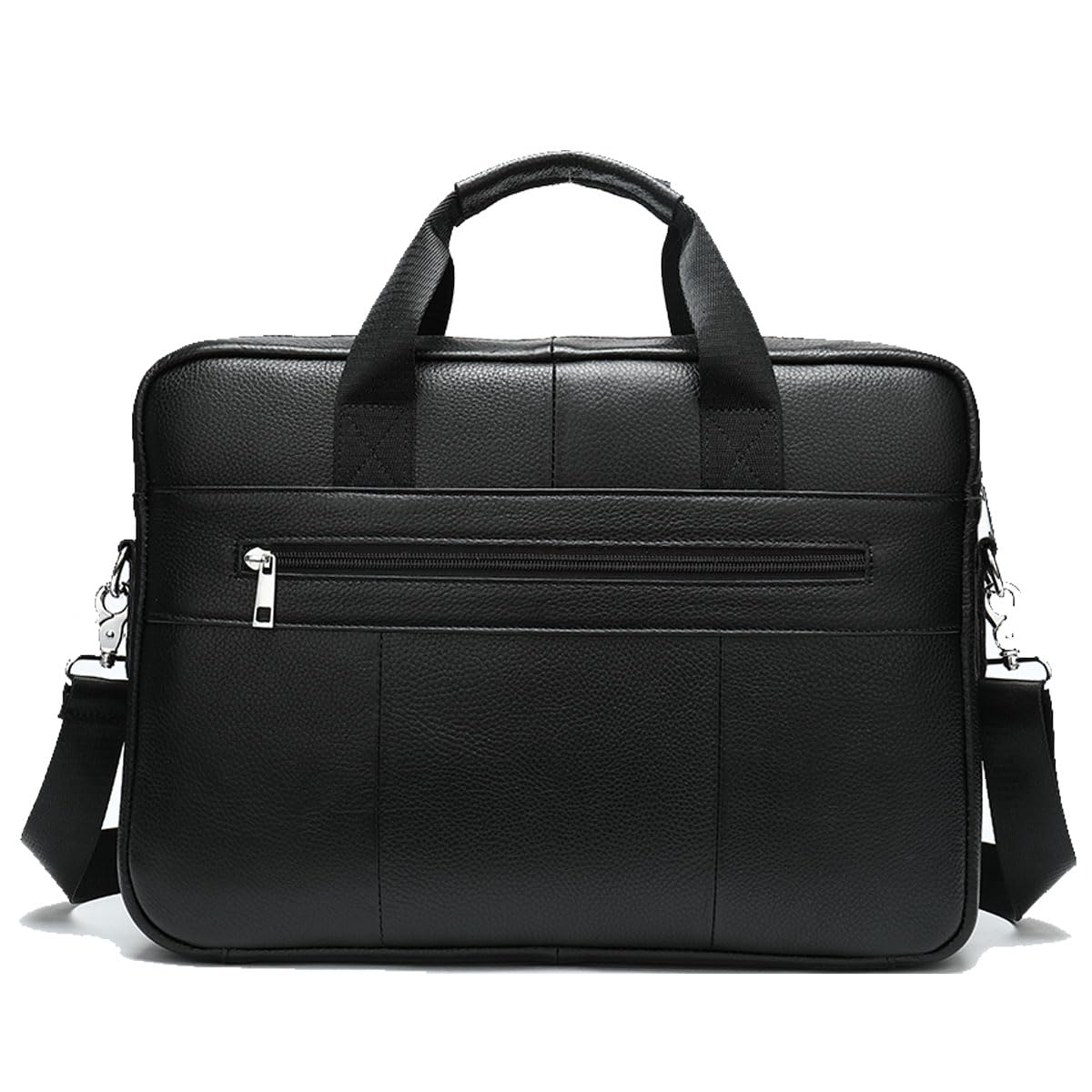 Leather Briefcase Laptop Bag Messenger Shoulder Work Bag Crossbody Handbag for Business Travelling Christmas for Men (CFC-Black)