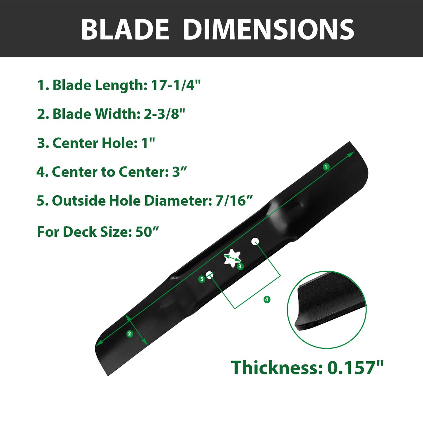 942-05052A Lawn Mower Medium Lift Blade Set Replace MTD/Cub Cadet/Troy-Bilt 742-05052A for S50 XT1 GT50 LT50 XT2 G8200 G8300 ZS6700 Z550 T260 KH 50” Deck Lawnmower (3 Pack)