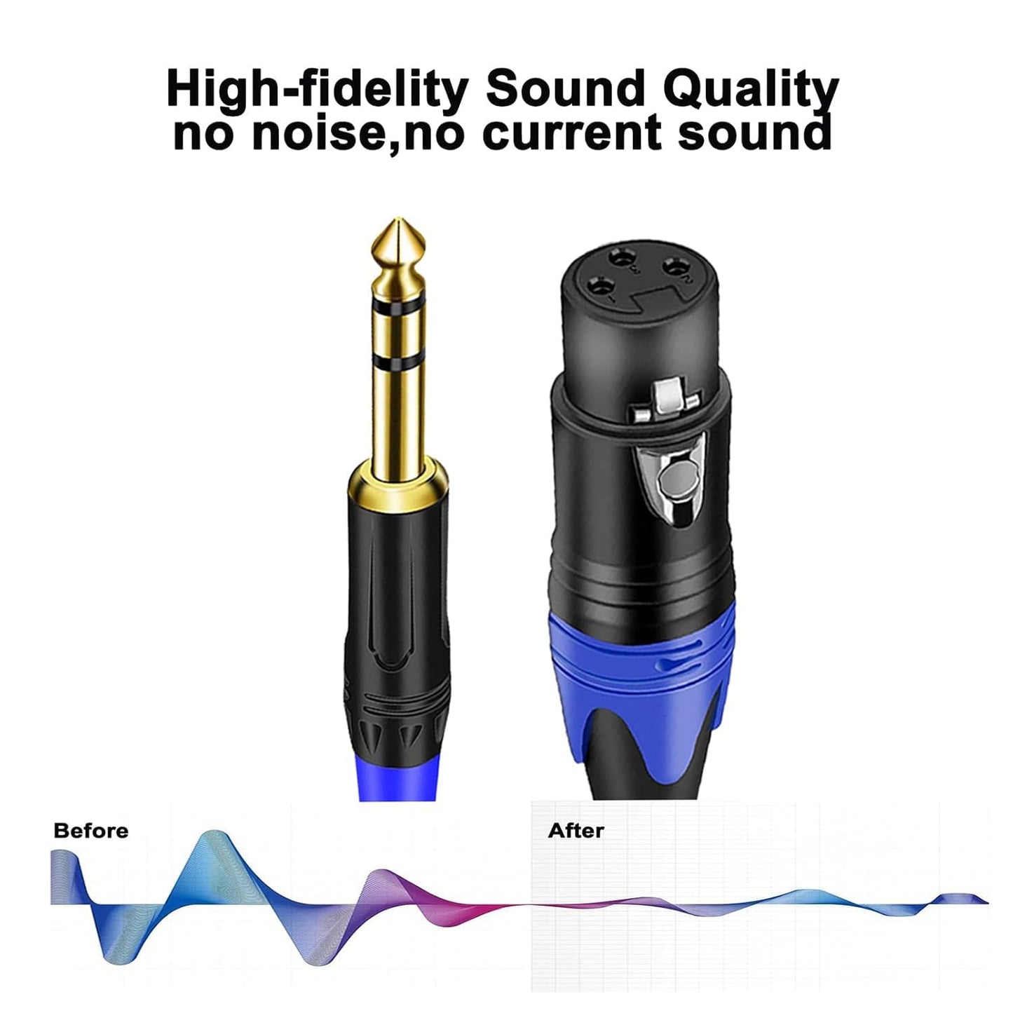 XLR to 1/4 TRS Stereo Adapter, XLR Female to 1/4 Inch (6.35mm) Balanced Microphone Stereo Audio Converter Adapter Cable (2Pack / 50 FT)