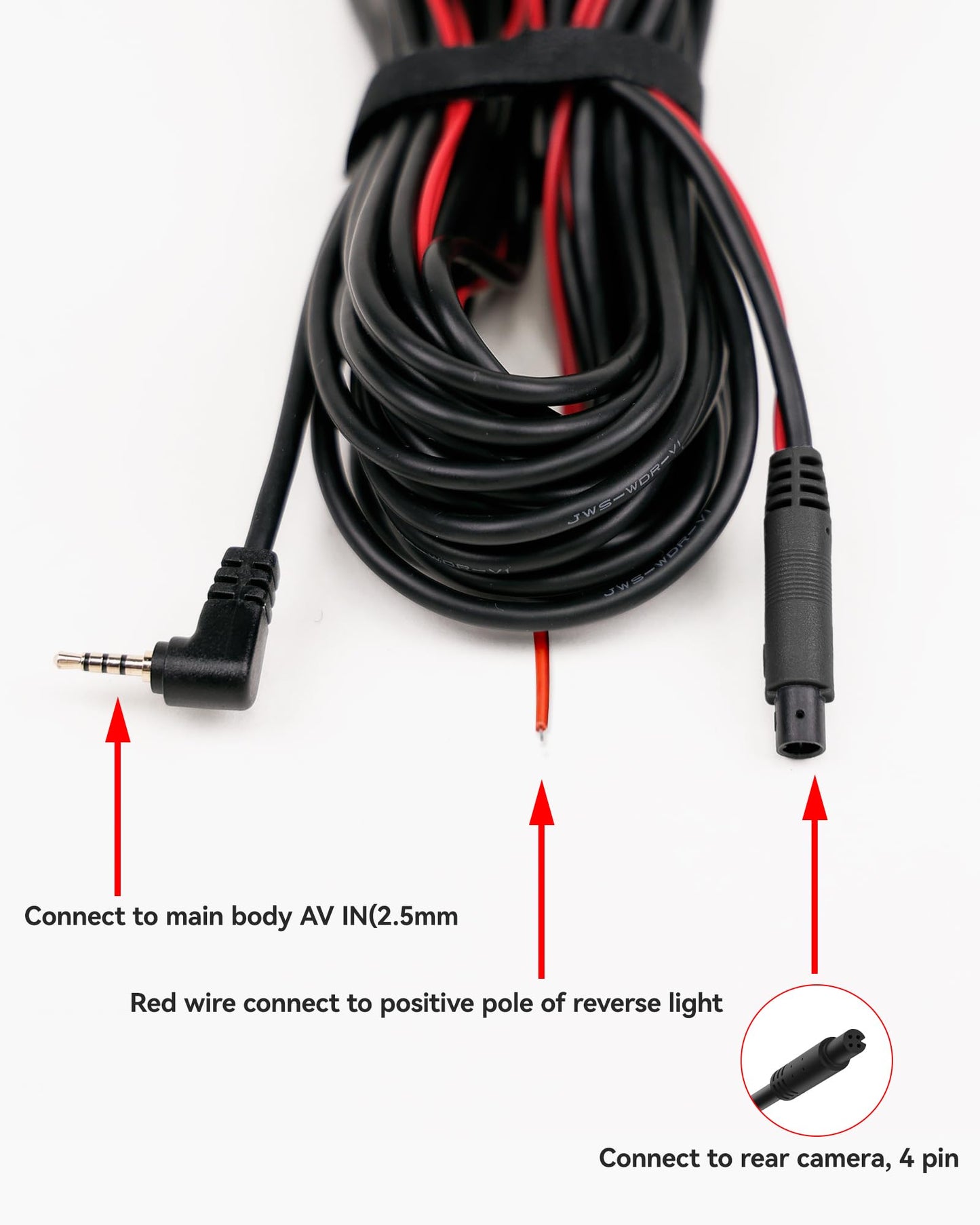 WOLFBOX 50Feet Rear Camera Longer Replacement Cable for i17 / i07 / G840S / G840H / G930 / G850 / G900 / G850PRO Mirror Dash Cam