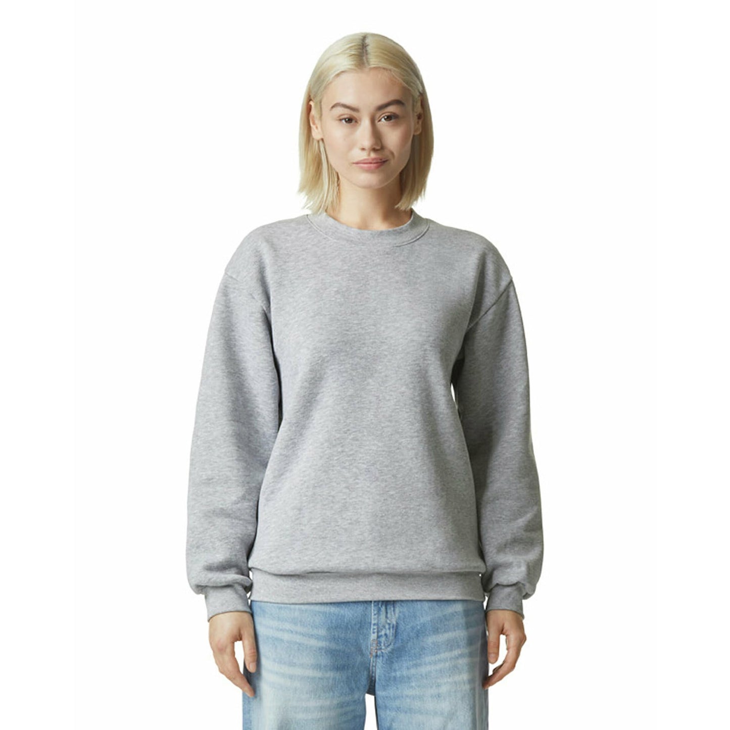 American Apparel Unisex Reflex Fleece Crewneck Sweatshirt, GRF496AA, Heather Grey, Large