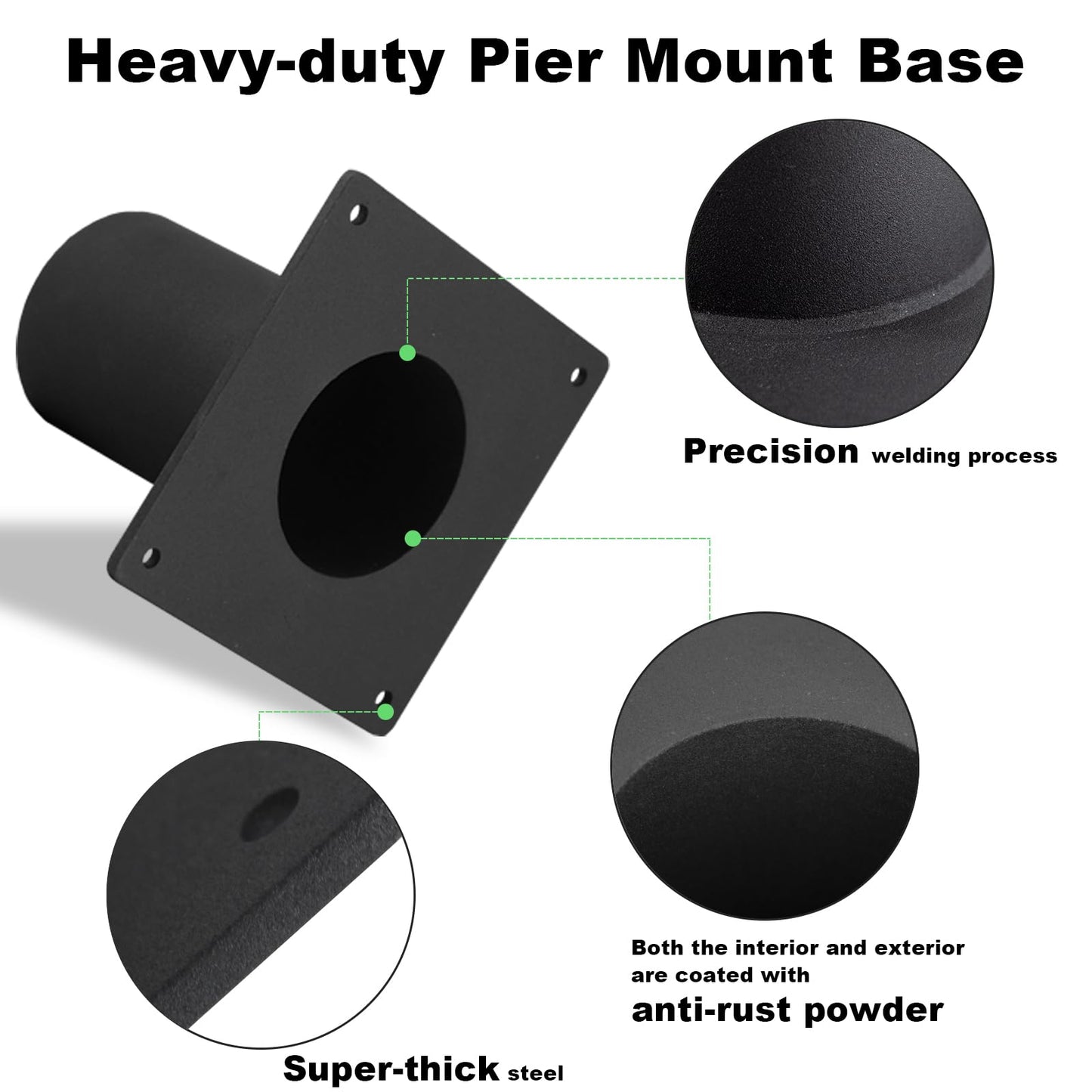 Heavy Duty Pier Mount Adapter for 3" Surface Mount Post, Mounting Hardware Included