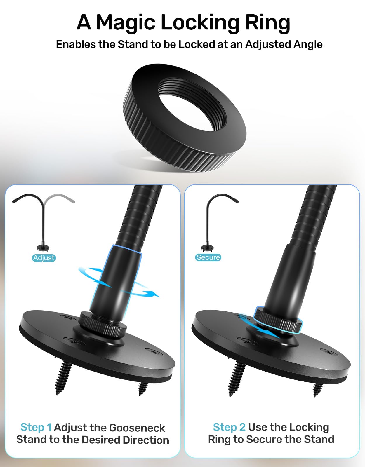 19-inch Gooseneck Microphone Stand, Heavy-Duty Flexible Mic Holder with Flange Mount Base, Ideal for Podium, Studio, Podcasts, Lectures, Gaming and Streaming