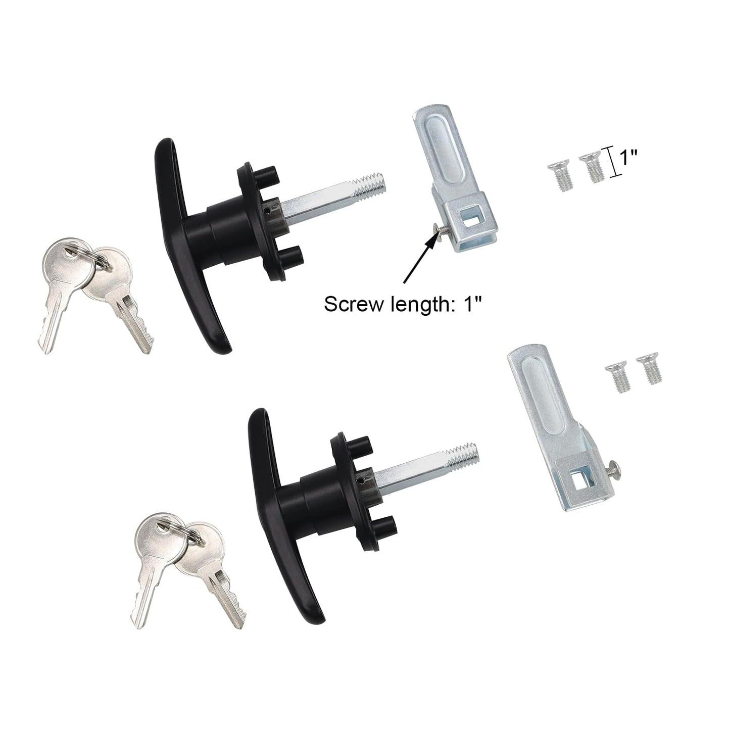 QZATTCAEN Matching Set T-Handles Lock, Truck Cap Topper Camper Shell Locking T-Handle, Keyed Alike Black T-Handle Lock kit for Truck Garage Door (Left&Right)