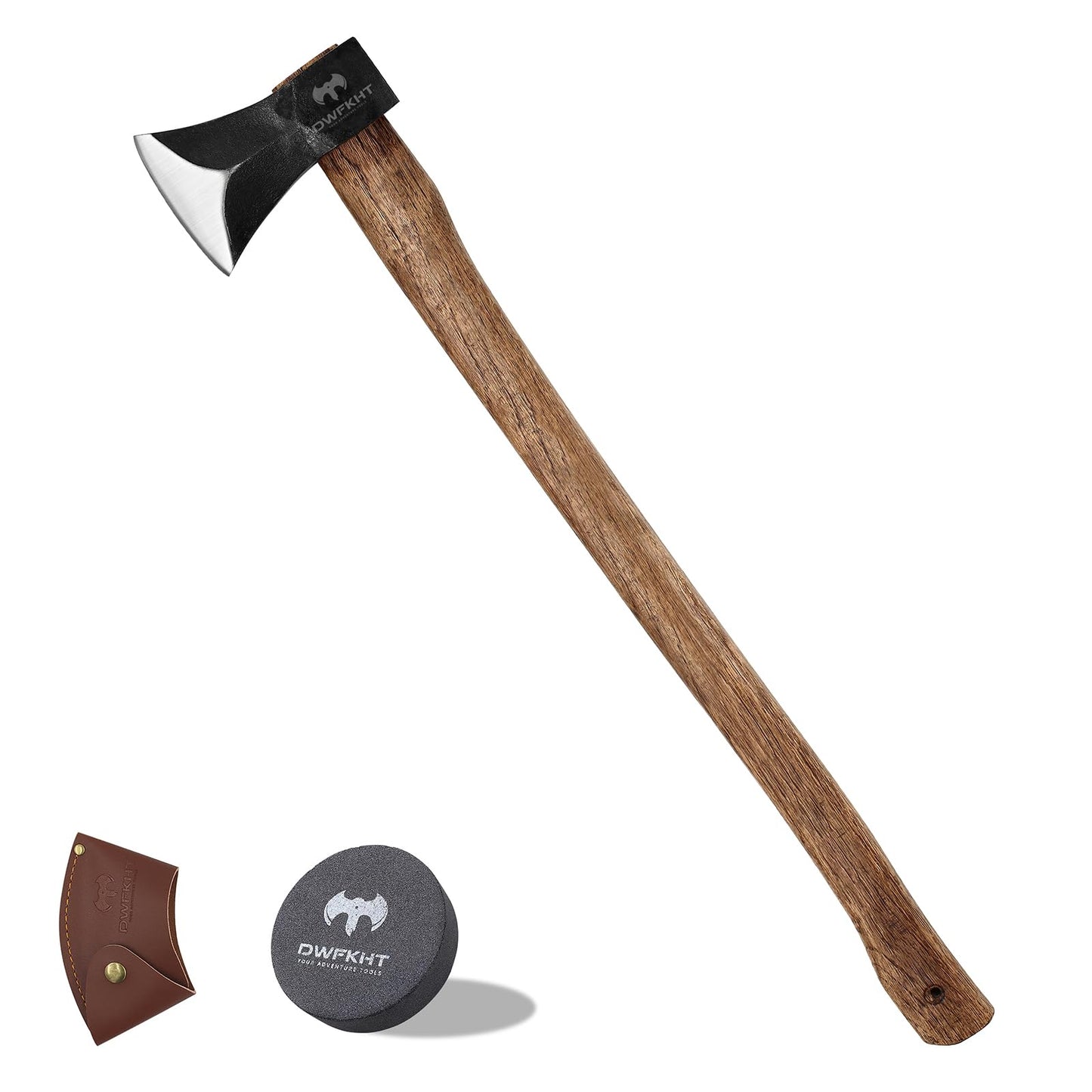 35.4" Splitting Axe, Wood Splitting with 1065 High Carbon Steel, Chopping Axe with Beech Wooden Handle for Chopping Firewood