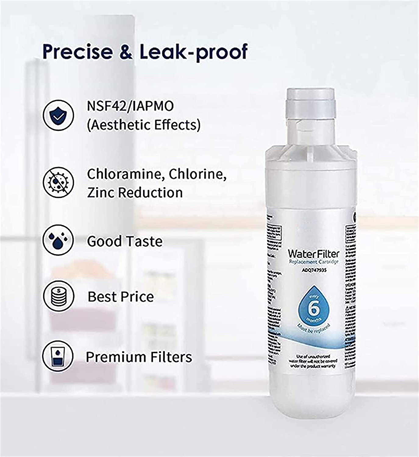 LT1000P 2-Pack Refrigerator Water Filter –Replacement for LT1000P/PC/PCS, ADQ74793501