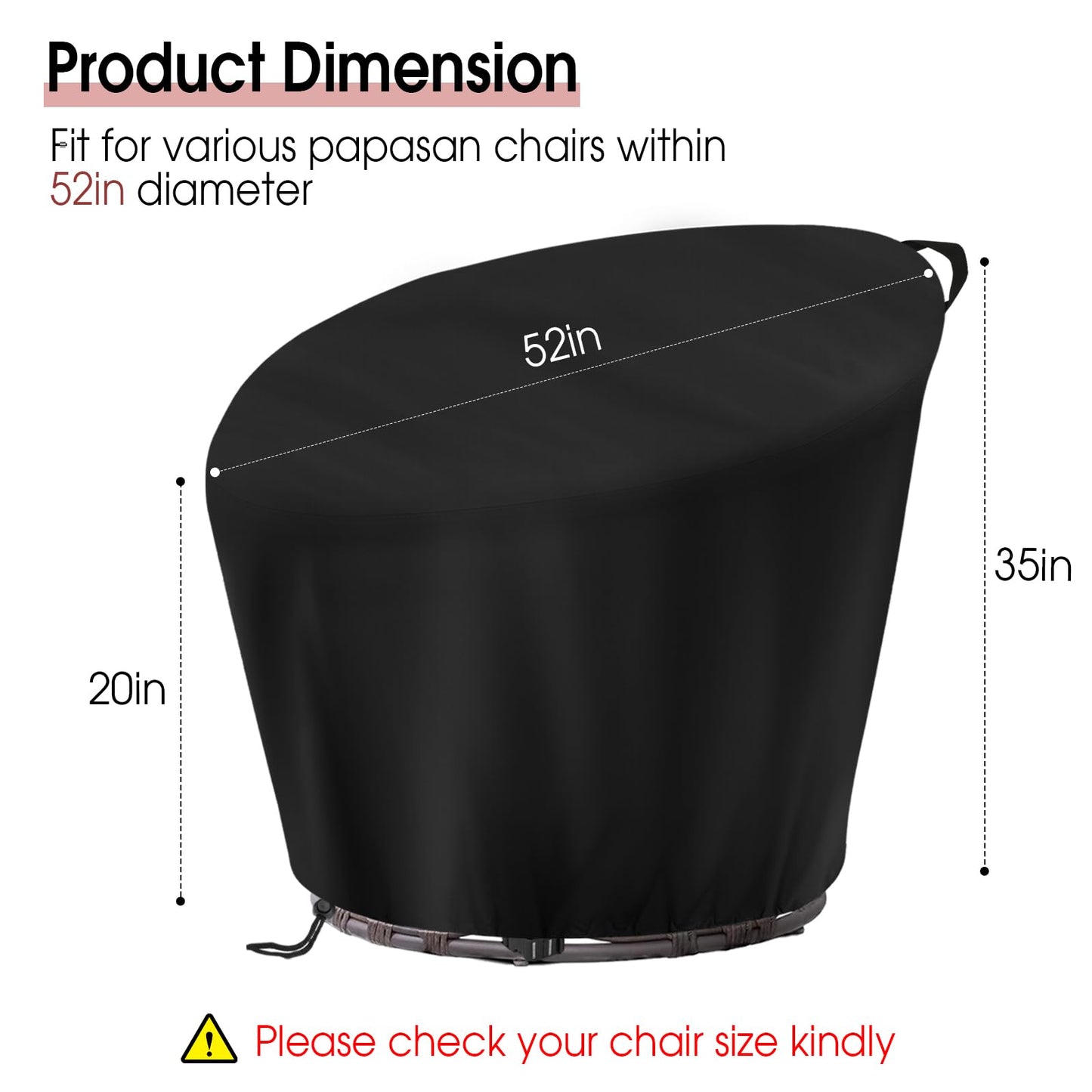 Agustone Papasan Chair Cover, Waterproof Cover for 52in Outdoor Patio Wicker Papasan Chair Cover Heavy Duty Cover