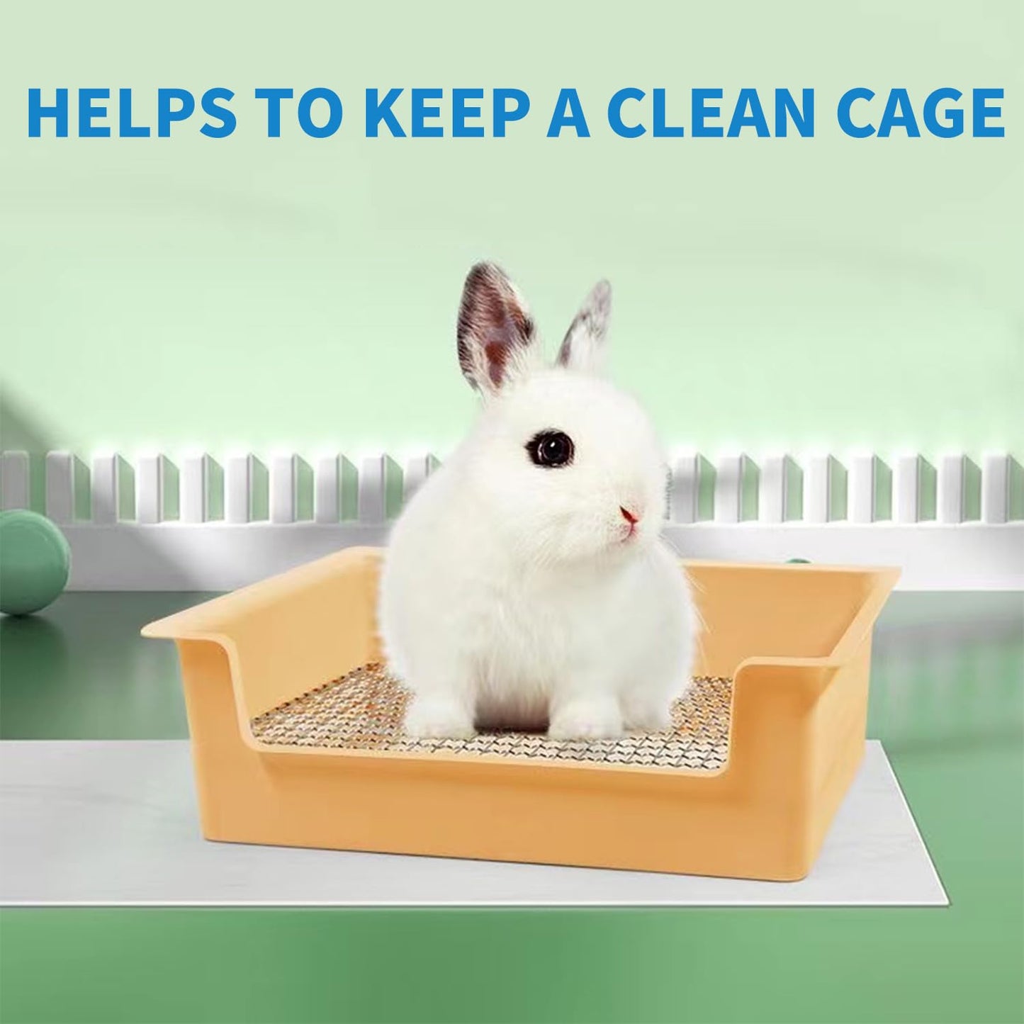 PODOO Steel Grids Rabbit Litter Box - Bunny Litter Pan Training Box, 15x11x4.7 inches, 1cm Holes Steel Mesh for Small Animals, Orange (White)