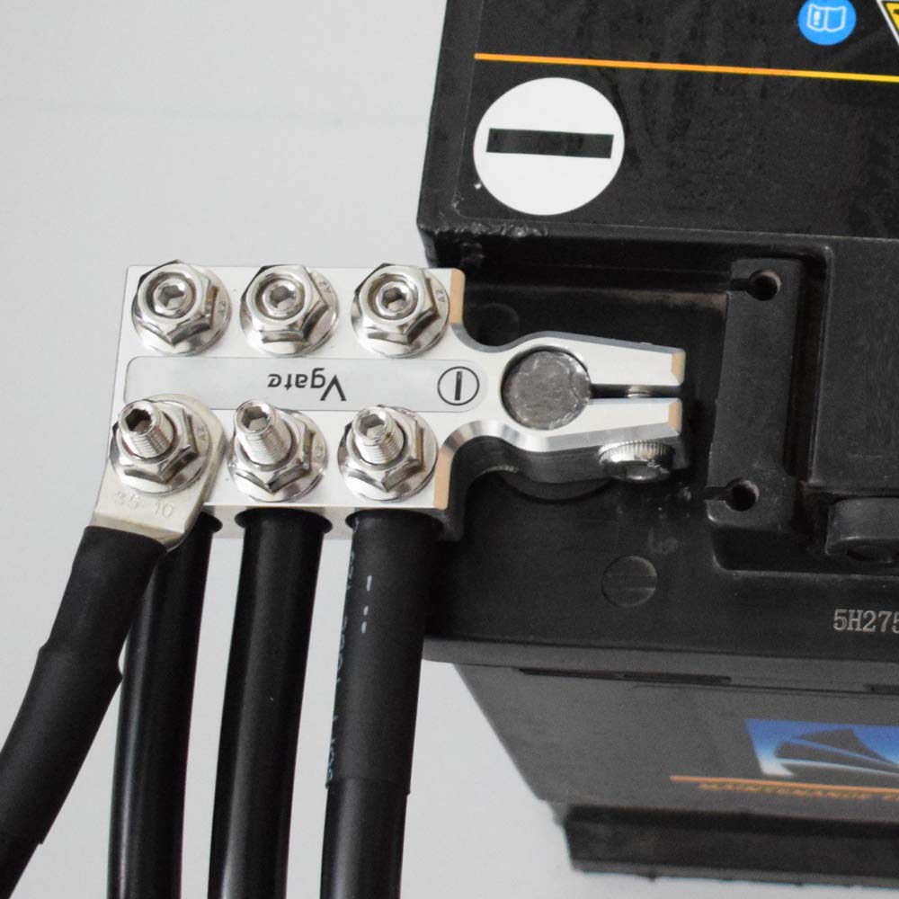 Vgate Lead Acid Battery Terminal Clamps, 8AWG up to 4/0(XL) AWG Gauge, 12-Way Connectors, Positive and Negative (+/-)(Pair) for SAE/DIN/EN Tapered Top Post
