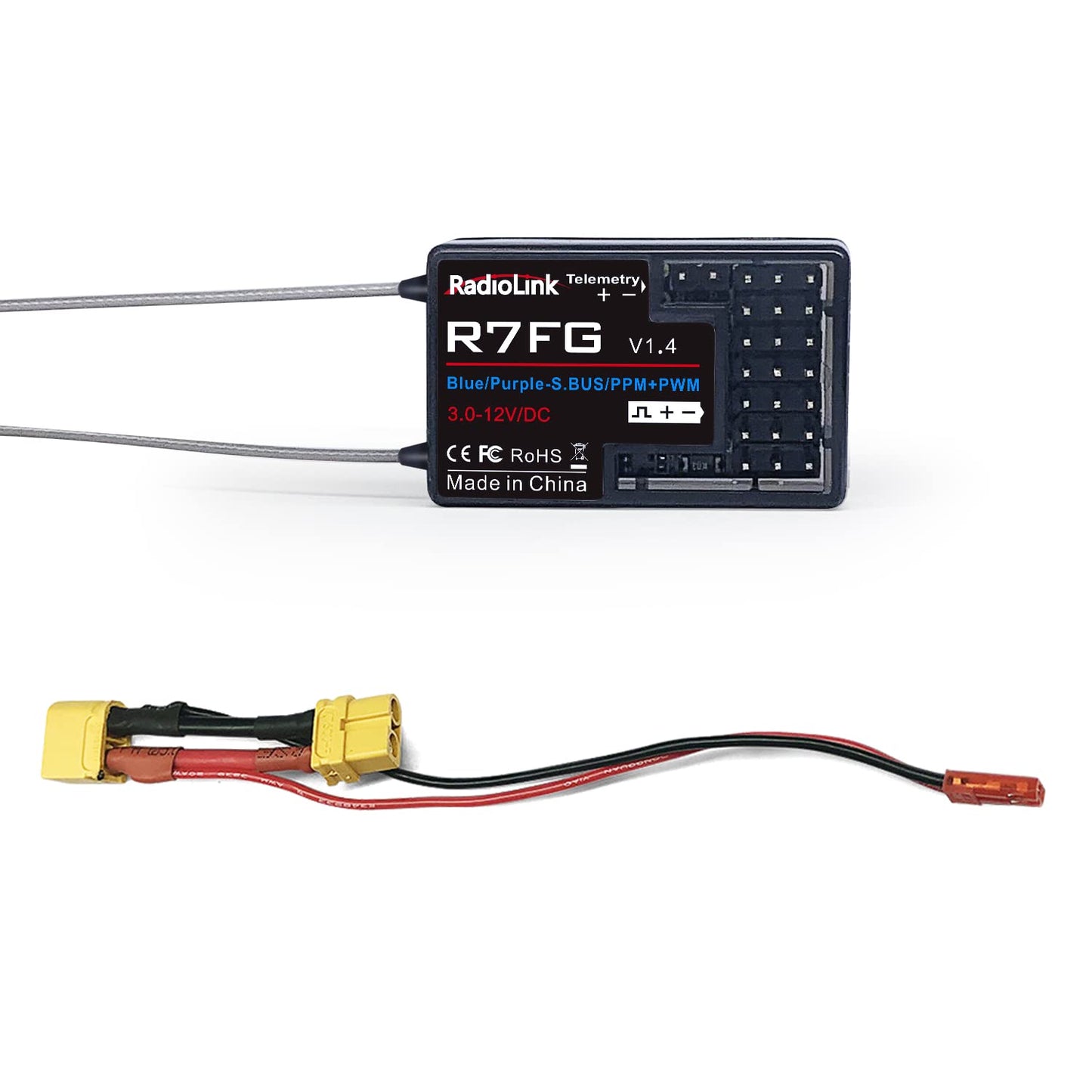 Radiolink RC6GS V3 7 Channels 2.4Ghz RC Transmitter and Receiver R7FG, Gyro Voltage Telemetry Waterproof RX, 30 Models Storage Surface Radio Remote Controller for RC Crawler, Boat, Drifting Car