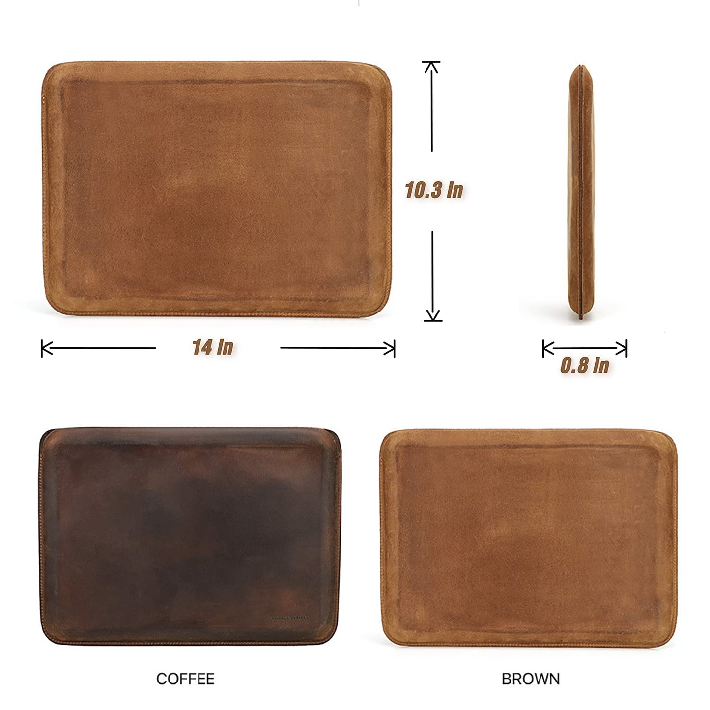 CataPurus Top Grain Leather 14.2" Laptop Sleeve Case, Fit Design, Compatible with MacBook Air 13" M2 A2681 M1 A2337 A2179 A1932/Pro 13" M2 A2338 A2251 A2289 A2159 A1989 A1706 A1708, Coffee 14.2 Inch