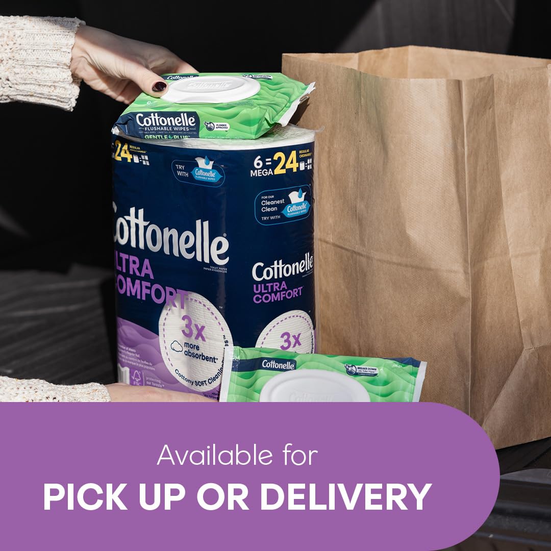 Cottonelle Ultra Comfort Toilet Paper with Cushiony CleaningRipples Texture, 12 Family Mega Rolls = 54 Regular Rolls