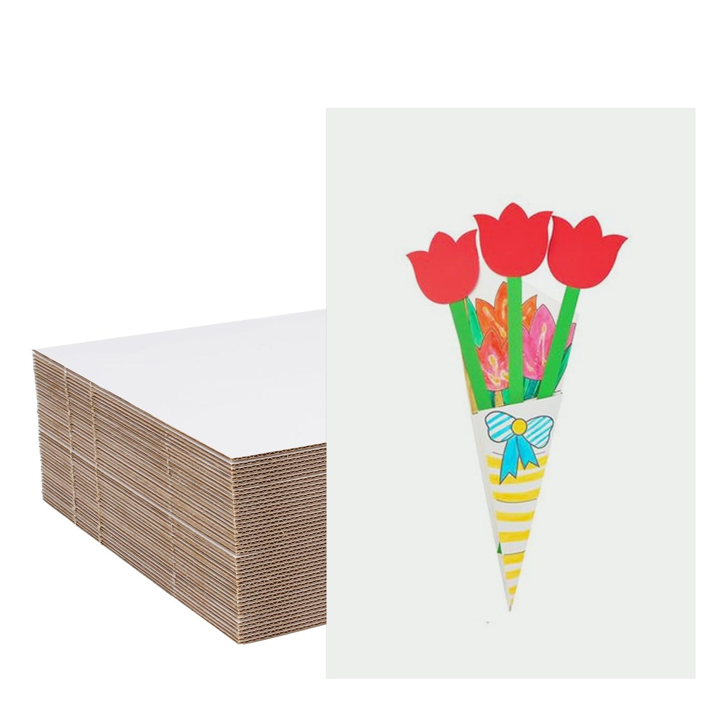 zmybcpack 50 Pack White Corrugated Cardboard Sheets 11x17 Inch, Flat Packaging Inserts Pads Divider Sheets Filler Insert Sheet Pads for Packing, Mailing, Crafts