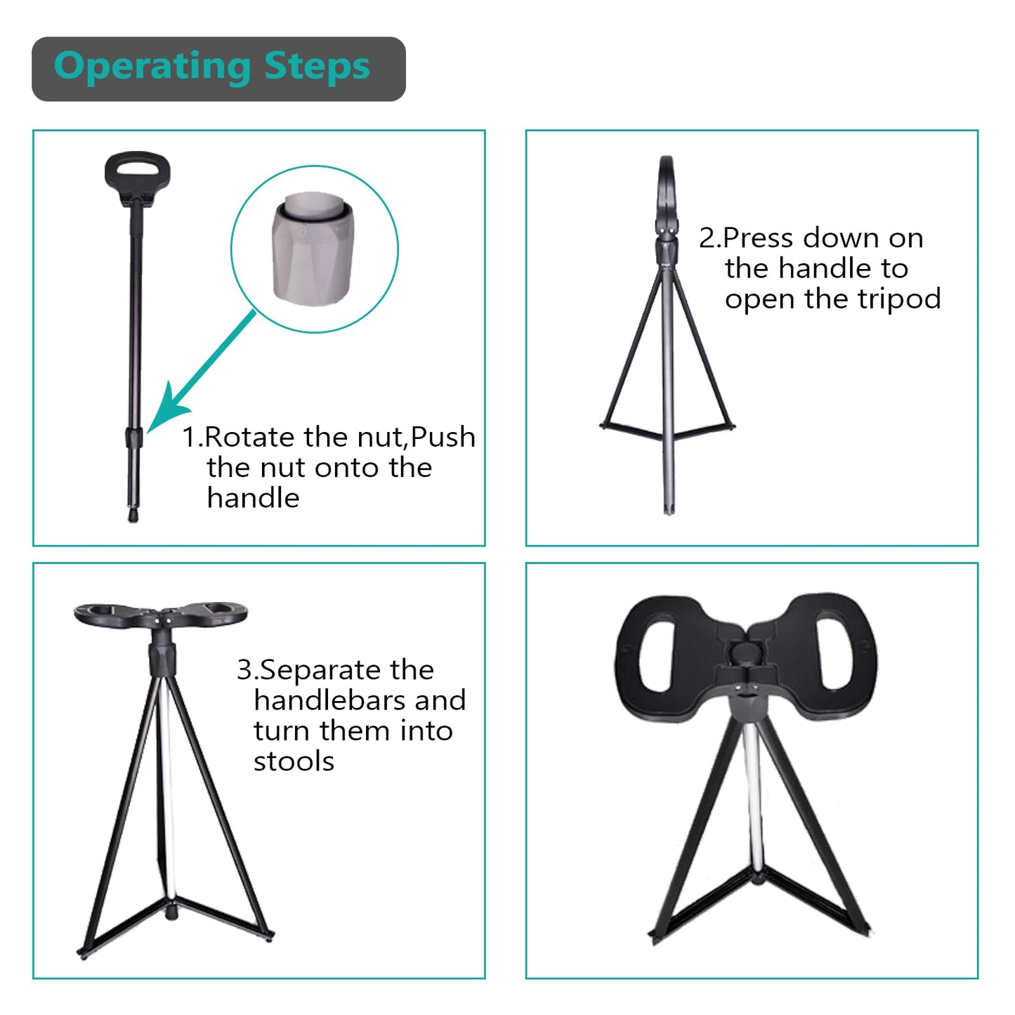 Cane with Seat 2-in-1 Foldable Walking Stick for Senior Men Women Portable Trekking Pole Chair Elderly Walking Cane Tip Shrinkable Aluminum Lightweight Non-Skid Storage Bag Adult Travel Outdoor Hiking