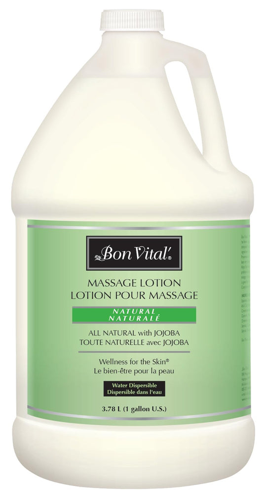 Bon Vital' Naturale Massage Lotion Made with Natural Ingredients for an Earth-Friendly & Relaxing Massage, All Natural Moisturizer, Relieves Muscle Soreness and Increases Circulation, 1 Gallon Bottle