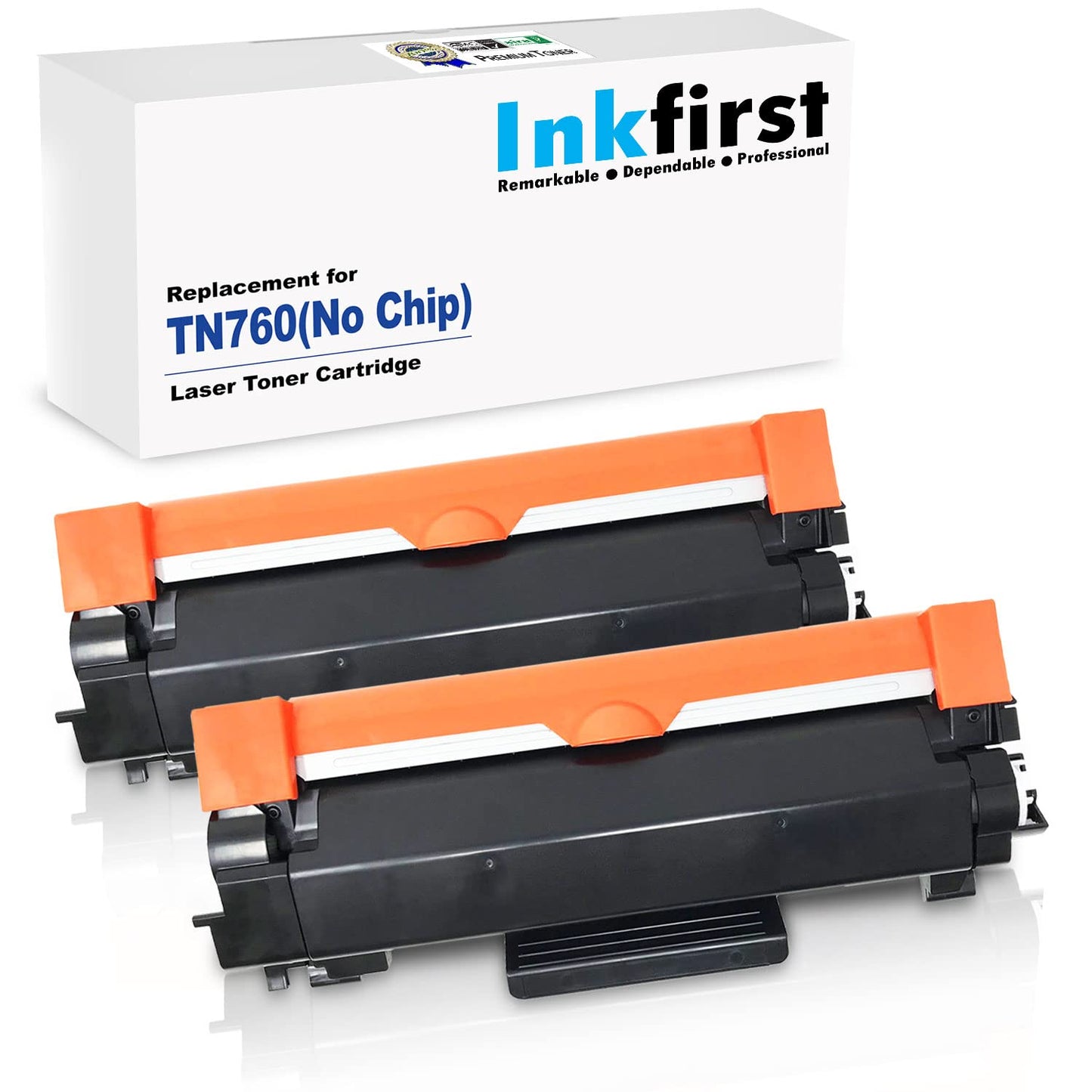 (NO CHIP) 2 High Yield Inkfirst® Toner Cartridges TN-760 (TN760) Compatible Remanufactured for Brother TN-760 Black MFC-L2710DW MFC-L2730DW MFC-L2750DW MFC-L2750DWXL DCP-L2550DW HL-L2350DW HL-L2370DW
