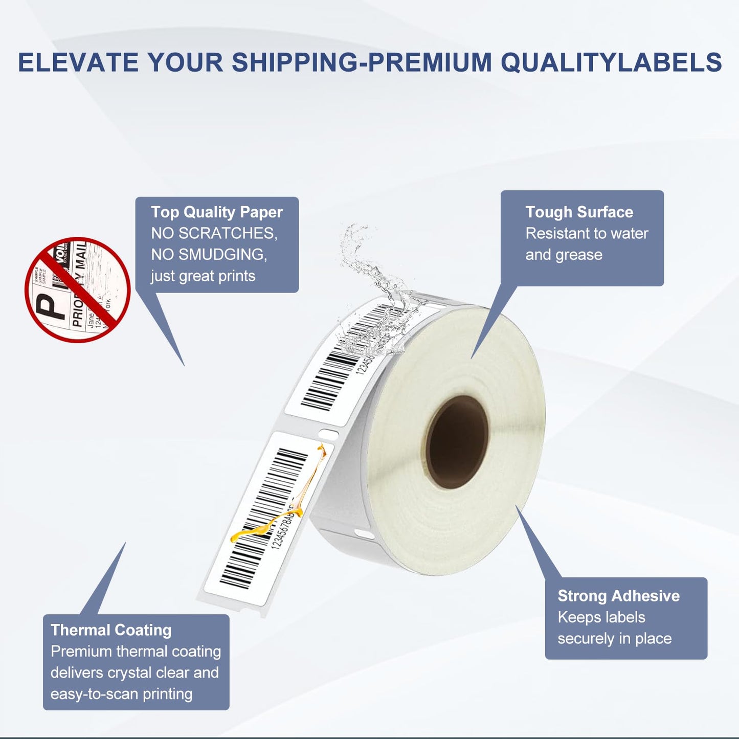 6 Rolls Address & Barcode Label with RFID Chip, Compatible for DYMO 30252 Labels(1-1/8" x 3-1/2"), Black Print, White Label, Compatible with DYMO Labelwriter 450, 4XL, 550, 5XL (350 Labels/Roll)