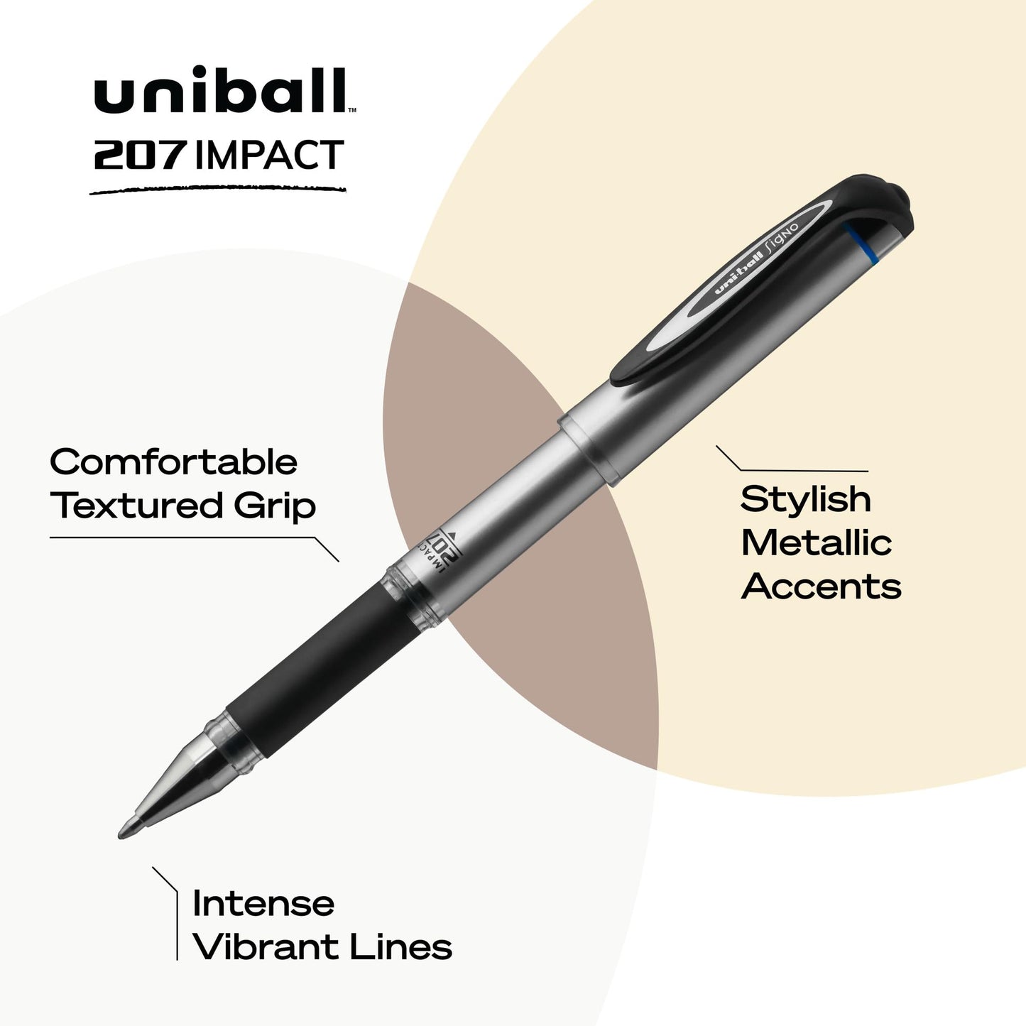 uni-ball Gel Impact Rollerball Gel, Stick Roller Ball Pen Bold-1.0mm, 12 Pack, Blue Ink (65801)