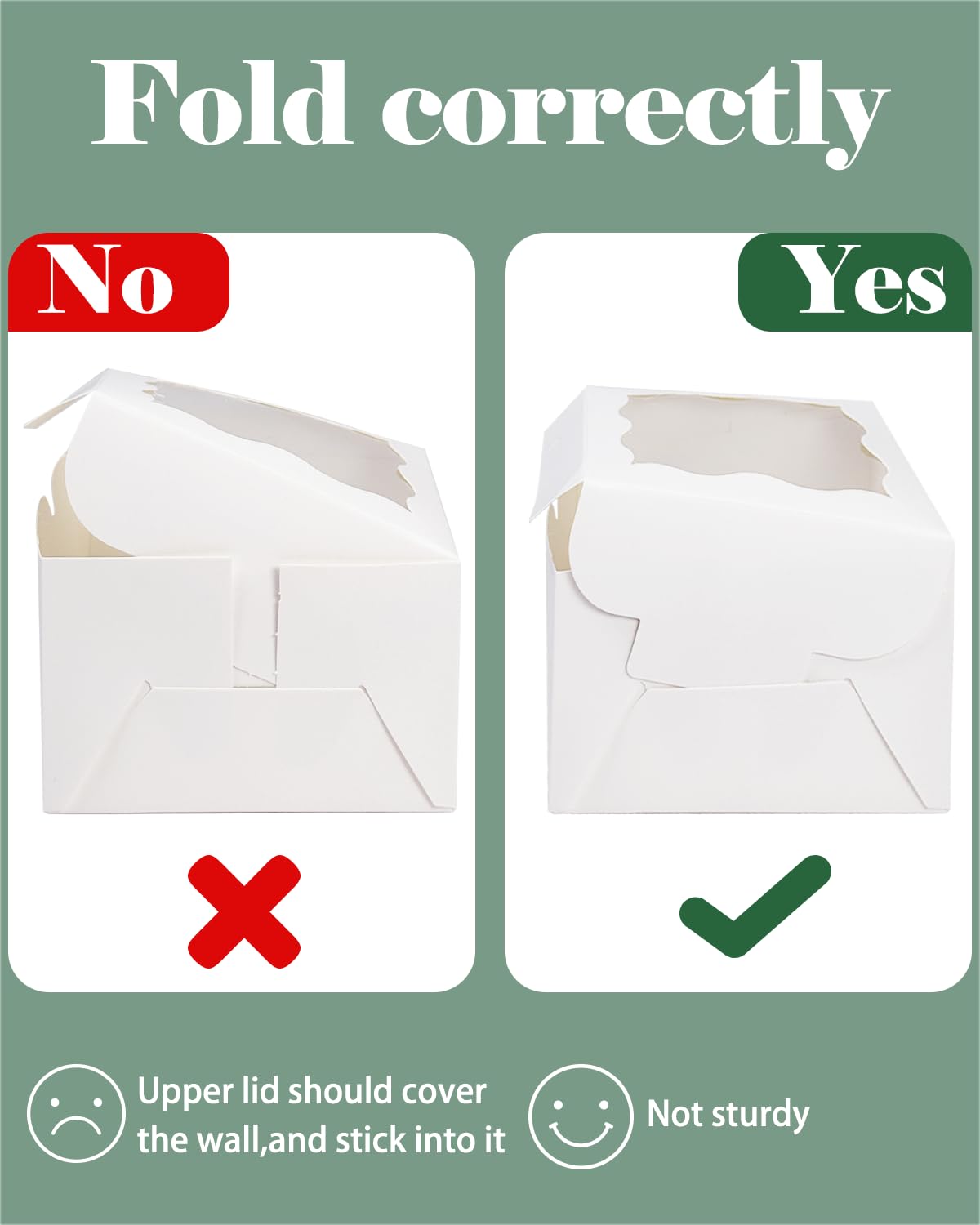 100Packs Bakery Boxes with Window 6x6x3 inches White Cookie Boxes Macaroon Boxes Thick & Sturdy Treat Boxes for Macarons