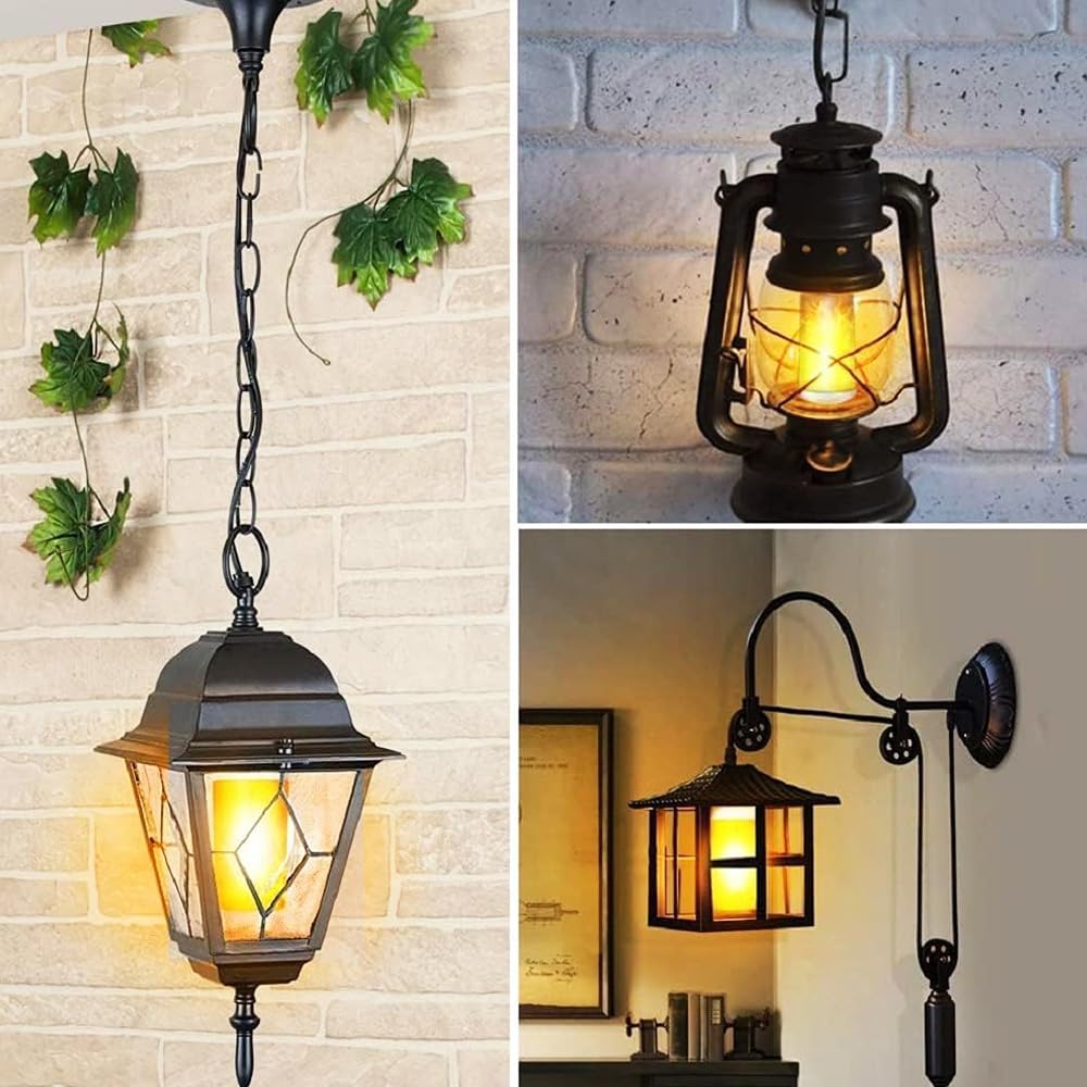 LED Flame Lights with Remote & Timer,Battery Operated Flameless Candles,Realistic Flickering Fake Fire Lamps, Outdoor Flame Lights with Gravity Sensing for Halloween/Fireplace/Party/Garden/Bar (4)