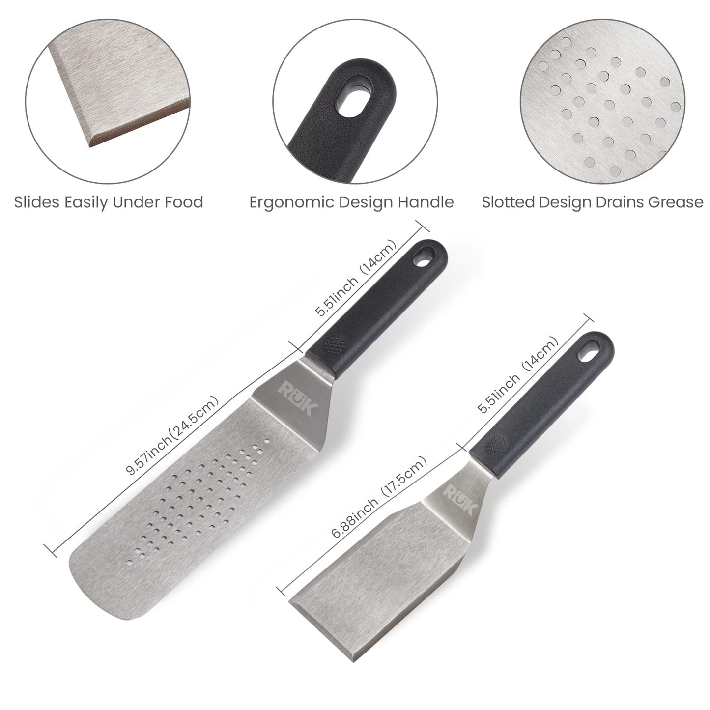 Blackstone Griddle Accessories Kit, RüK 11 PCS Flat Top Griddle Accessories Set with Anti-Scalding Long Handle Metal Spatula, Grill Scraper Cleaning Kit, E-Cookbook for Blackstone and Camp Chef