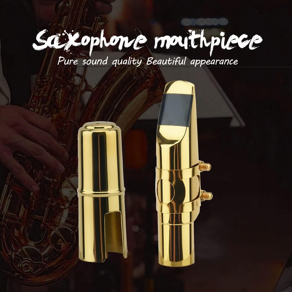 Alto Sax Saxophone Mouthpiece w/Cap & Ligatures, Brass Metal Eb Alto Sax Mouthpieces 5C for Saxophone Professionals and Beginners (5C)