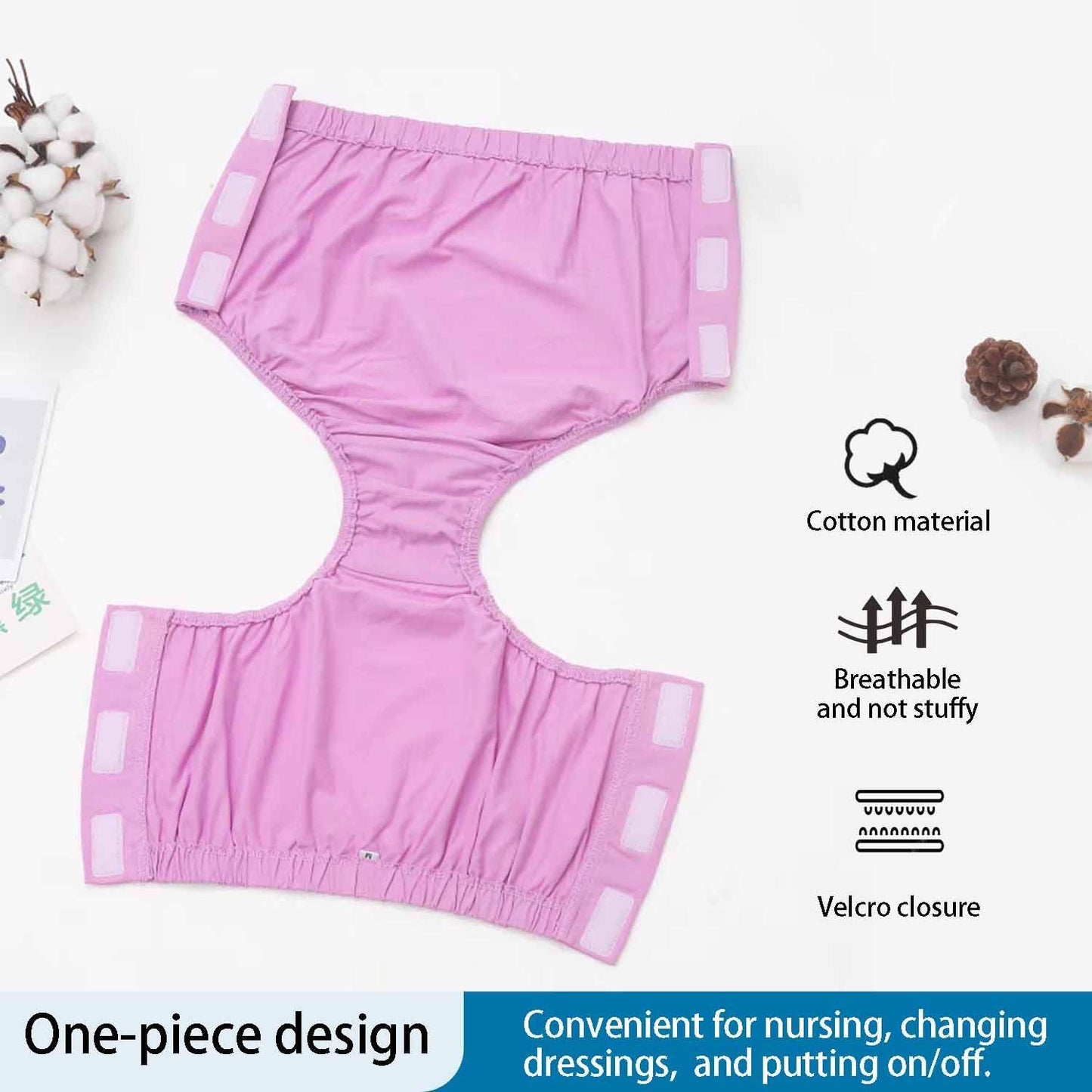 3 Pack Post Surgery Adaptive Underwear, Tear Away Incontinence Underpants, Reusable Stick-on Briefs