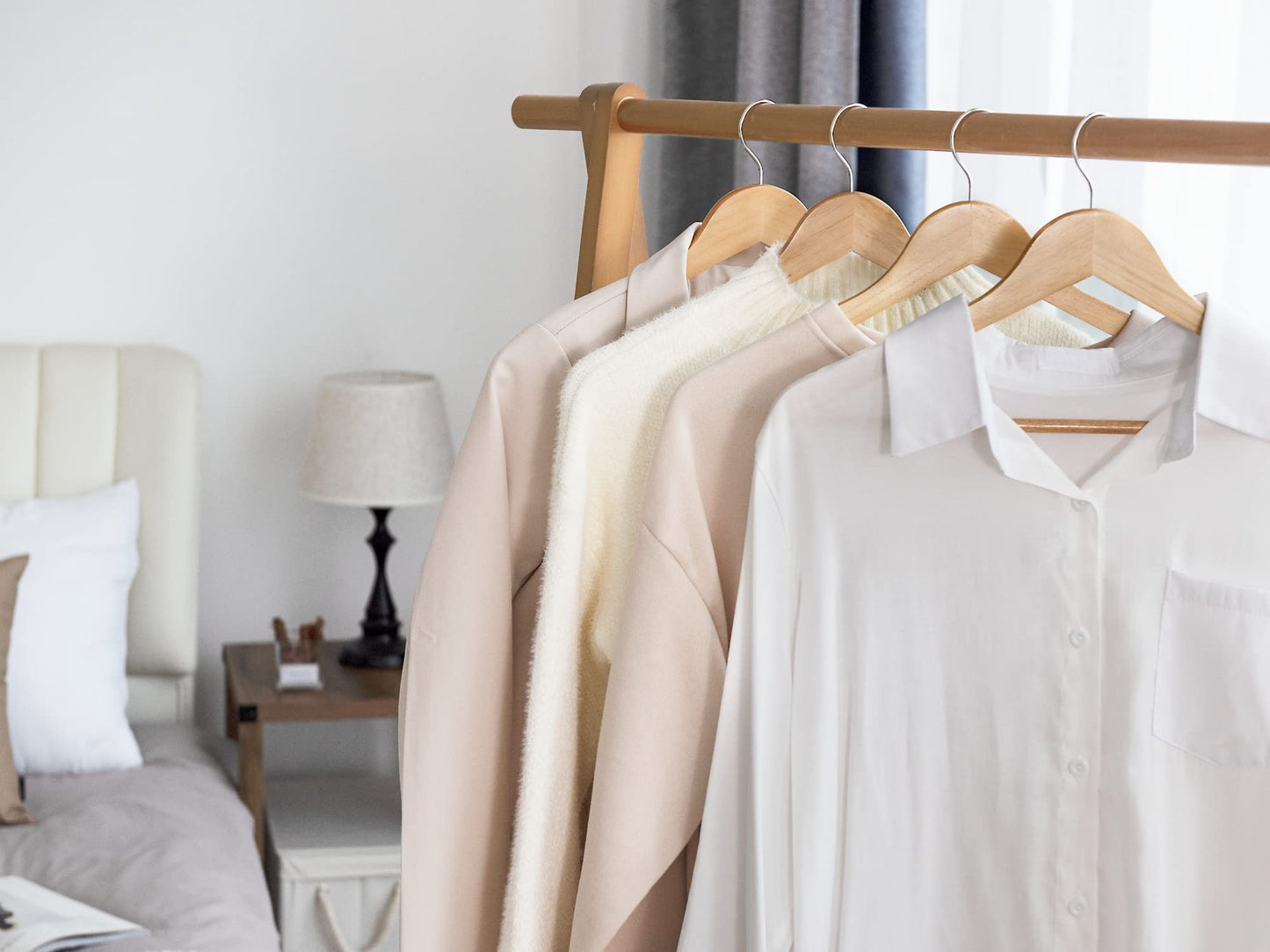 StorageWorks Wooden Hangers 20 Pack, Wood Coat Hanger for Coats, Shirts, Jackets, Pants, Suits, Natural Wood Color