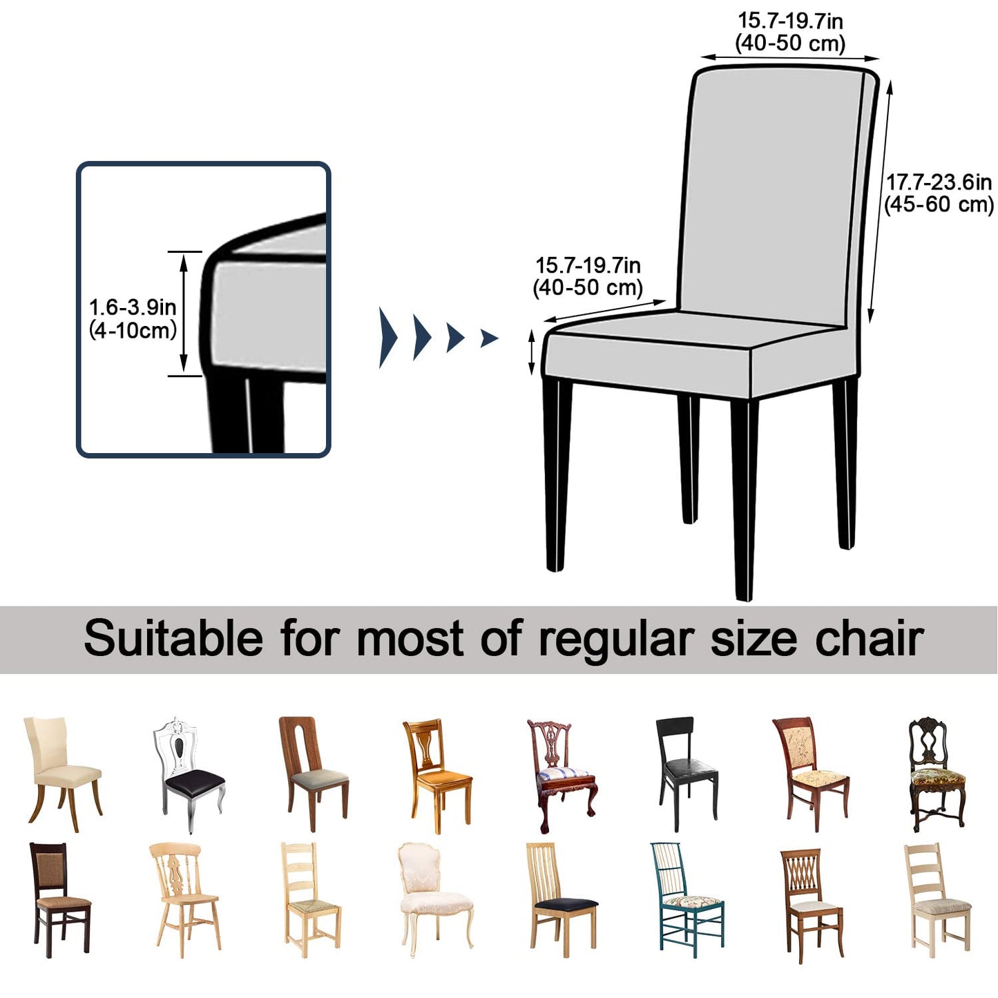 Keyroal Dining Room Chair Covers Set of 6, Stretch Printed Parsons Chair Slipcovers Spandex Removable Washable Kitchen Chair Protector Cover for Dining Room, Hotel, Ceremony