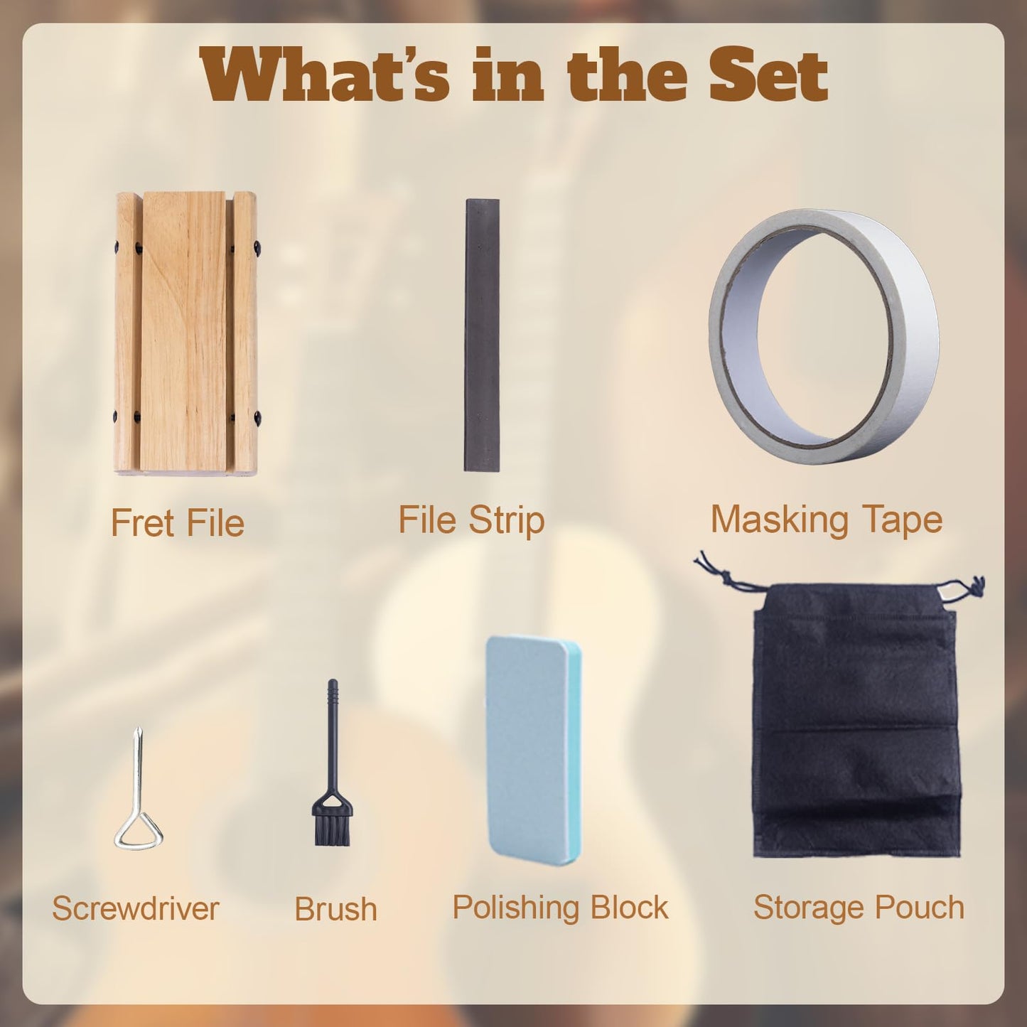 3/23/35/90 Degree Solid Wood Fret End Beveling File – 4 in 1 Guitar Fret Dressing, Crowning, Beveling & End Dressing File Tool – Complete Luthier Kit for Guitar, Bass, Ukulele & Banjo