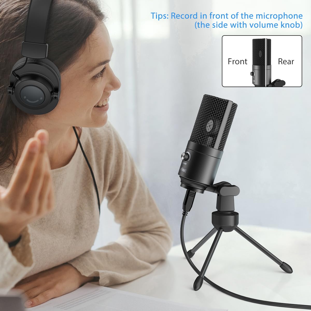 Fifine USB Microphone for PC Computer, Recording Condenser Mic for Laptop MAC/Windows for Vocals,Voice Overs,Streaming Broadcast, Music, YouTube Videos-K669B
