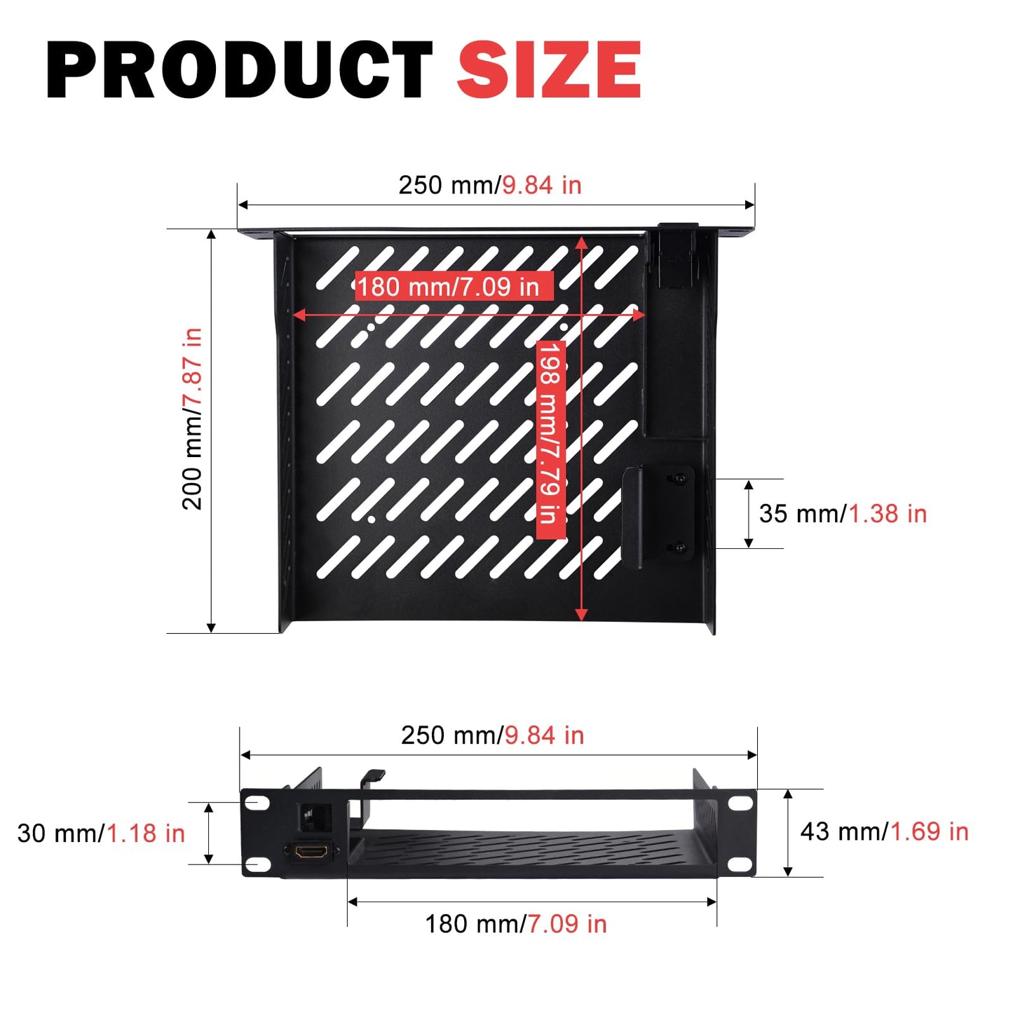 GeeekPi 10inch 1U Mini PC Rack Mount Shelf with RJ45 CAT6 Port & Mini HDMI Port for DeskPi RackMate T1/T0