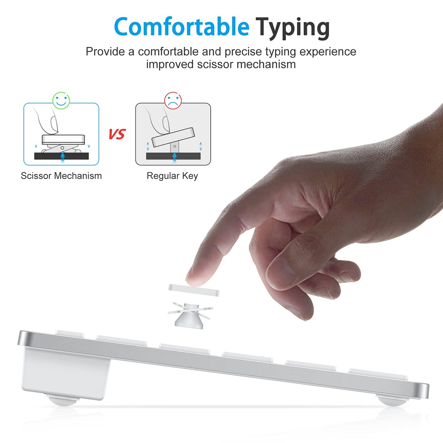 Bluetooth Keyboard for Mac, OMOTON Compact Wireless Keyboard Compatible with MacBook Pro/Air, iMac, iMac Pro, Mac mini, Mac Pro Laptop and PC, Silver