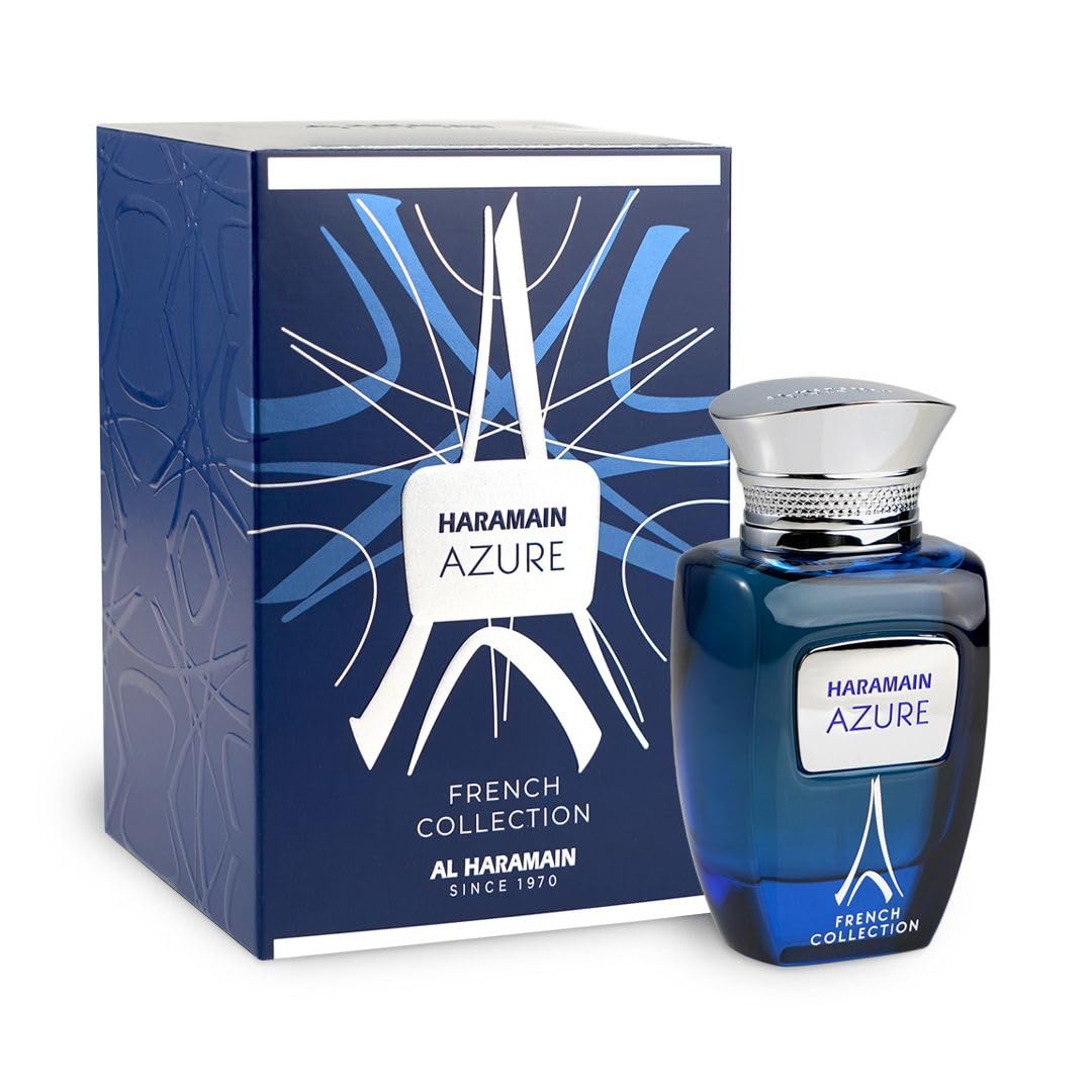 Al Haramain Azure French Collection for Unisex - Arabian Perfume for Women and Men - Long Lasting Fragrance with Notes of Amber, Tonka &Cedar - Arabic Perfume - Eau De Parfum Spray - 3.33 oz EDP Spray