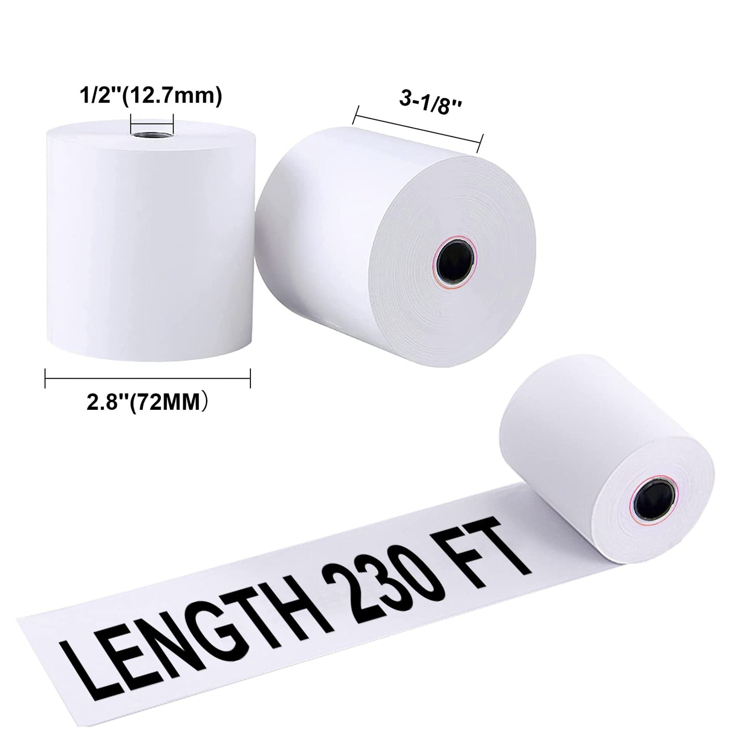 Jayard Thermal Paper 3 1/8 x 230ft, 10 Rolls Receipt Paper Work for Star Micronics TSP100 TSP143 Epson 80mm Receipt Printer Square POS Register, 80mm Thermal Receipt Paper, BPA Free