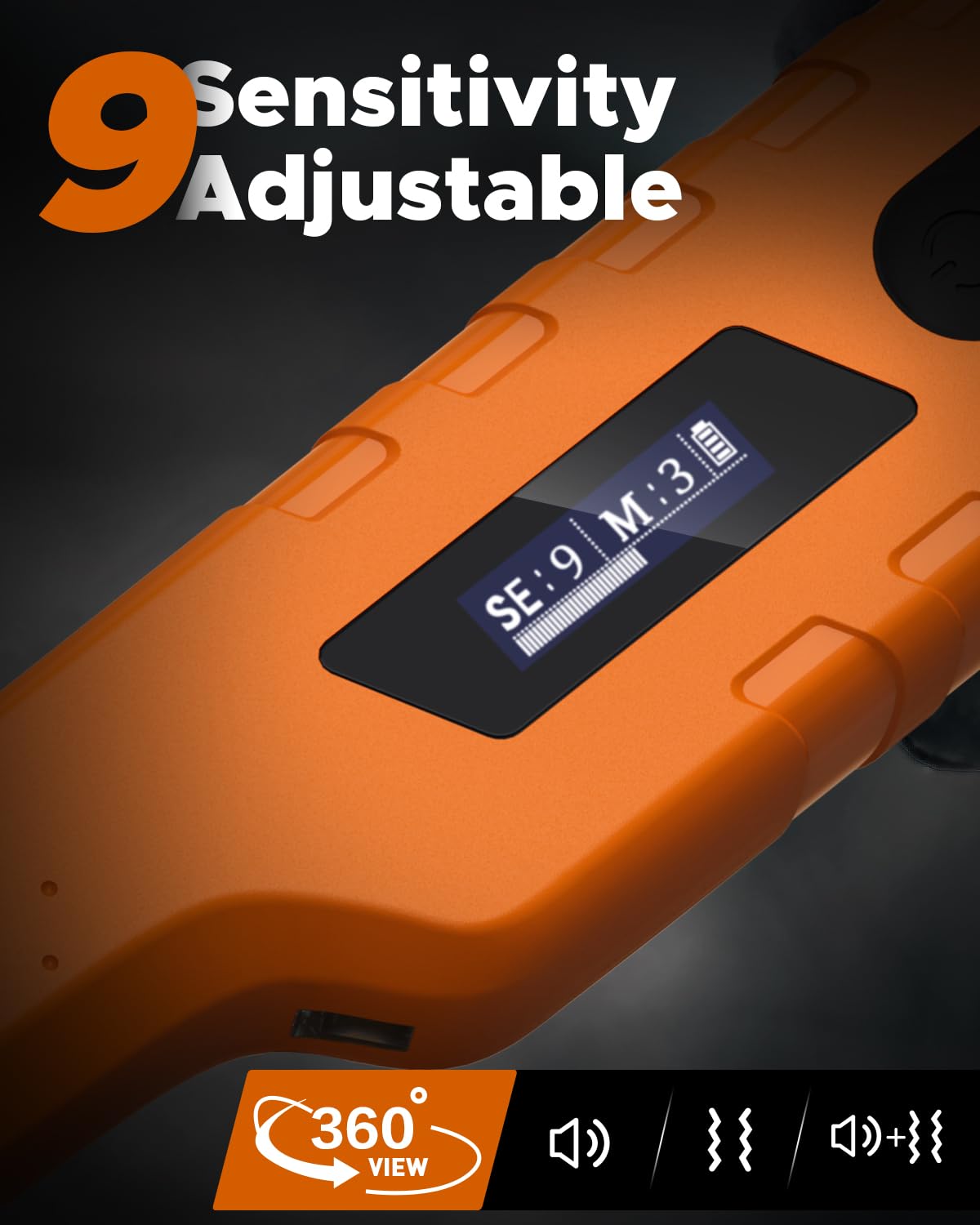 Hazlewolke Rechargeable Metal Detector Pinpointer for Adults & Kids, Fully Waterproof, OLED Screen, One-Key Interference Elimination (Orange)