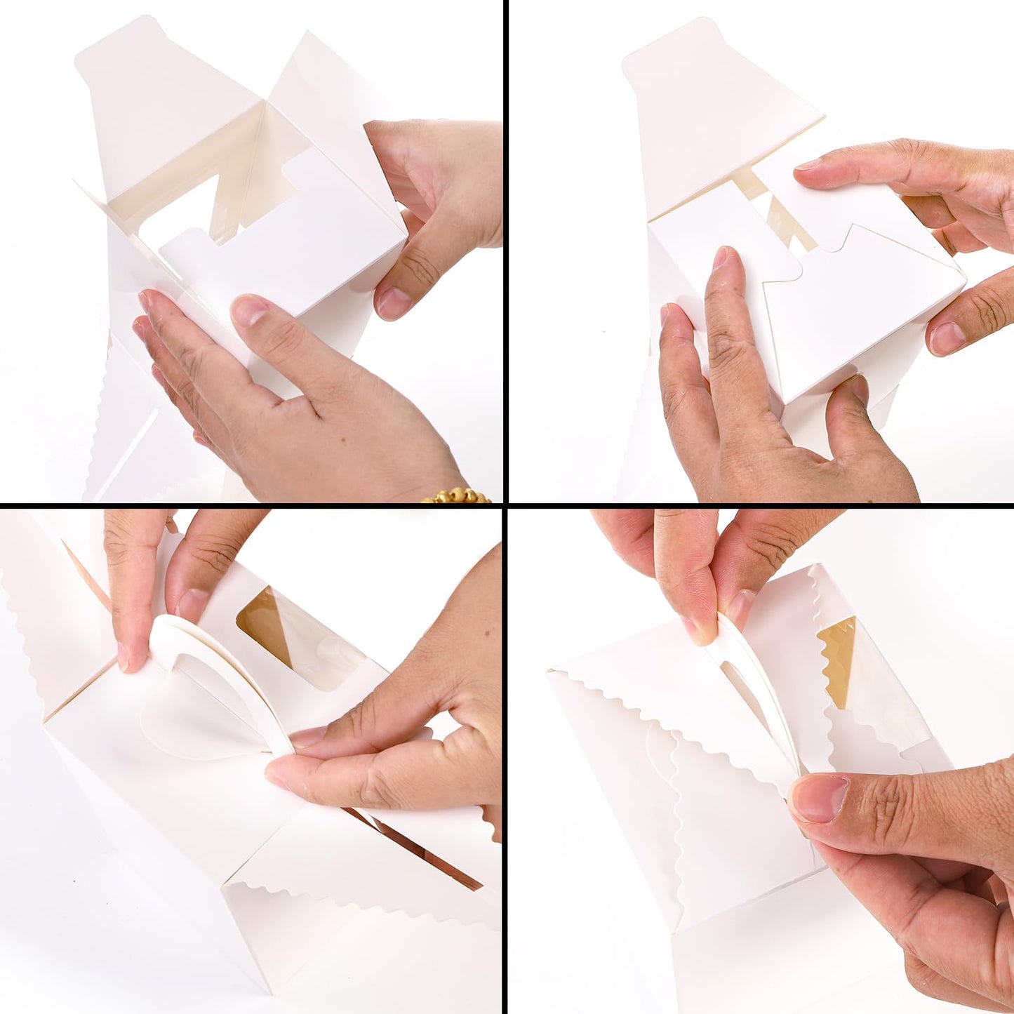 Jucoan 100 Pack White Single Cupcake Boxes, Kraft Paper Individual Cupcake Container with Window Insert Handle, Portable Bakery Containers for Small Cake, Muffins, Birthday Wedding Baby Shower Party