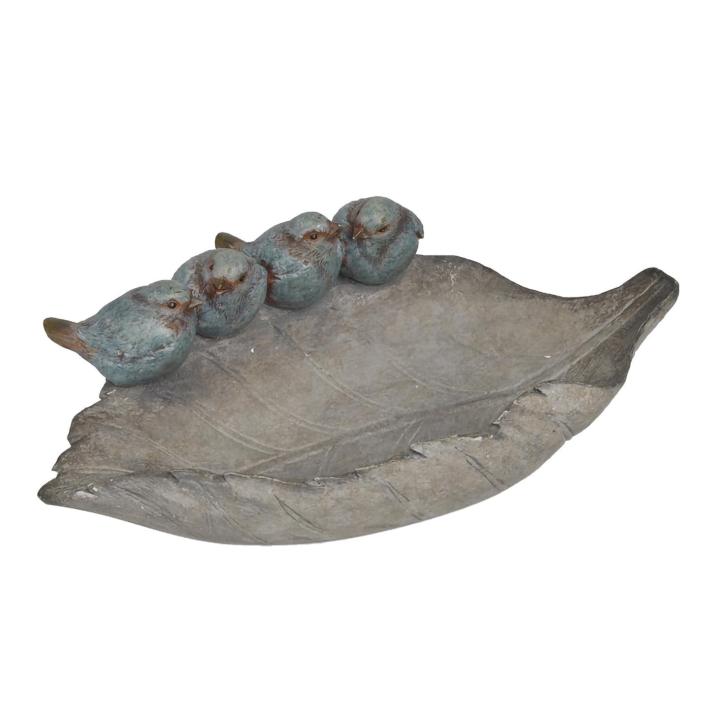 Bird-Feeder Wild Bird-Bath Bowl Outdoors - Garden Decor Polyresin Birds on Leaf 12.4 * 7.5 * 4.1 Inch-Newman House Studio