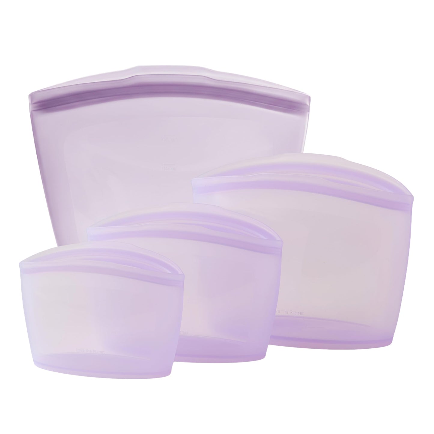 Blue Ginkgo Reusable Silicone Storage Bags – 4-Pack | Korean-Made Stand Up Food, Freezer Bags - Lavender
