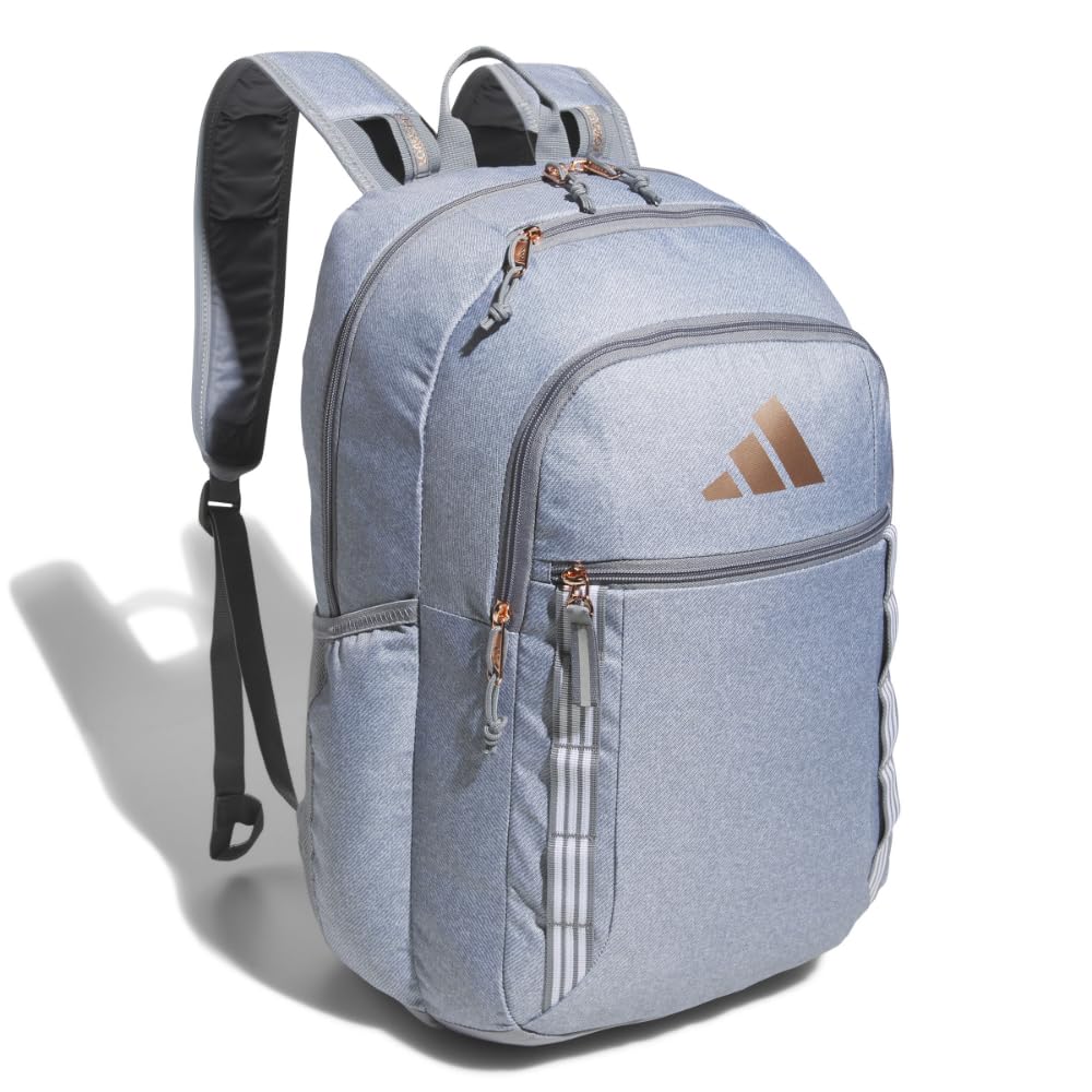 adidas Unisex-Adult Excel 7 Backpack, Grey/Grey/Rose Gold Metallic, One Size Fits All