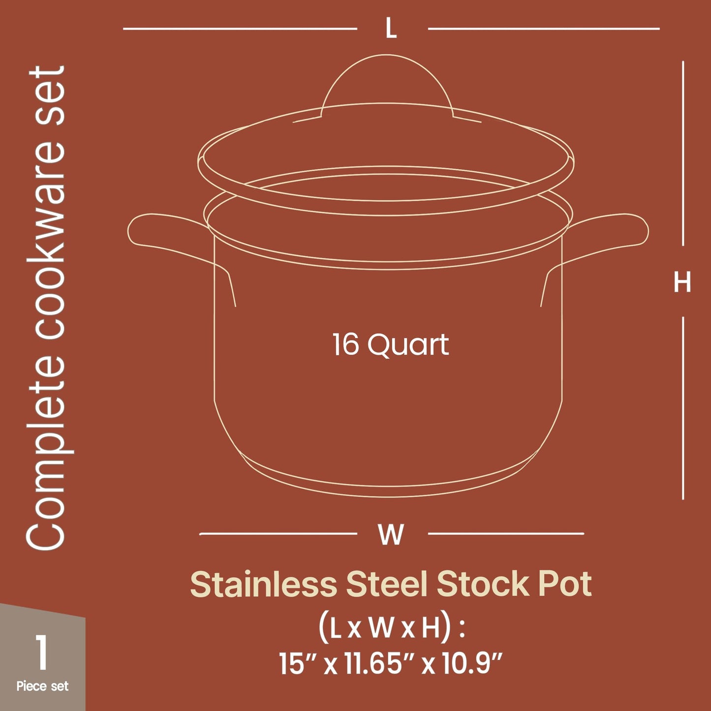 Bakken-Swiss Deluxe 20-Quart Stainless Steel Stockpot w/Tempered Glass See-Through Lid - Simmering Delicious Soups Stews & Induction Cooking - Exceptional Heat Distribution - Heavy-Duty & Food-Grade