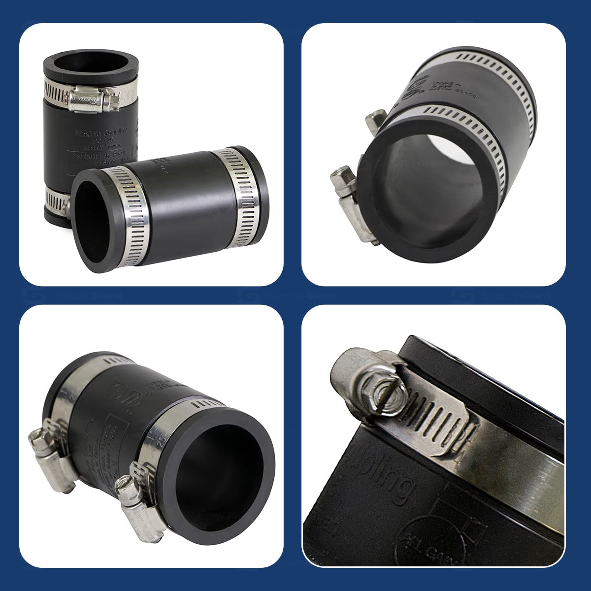 Supply Giant 1 inch Flexible Coupling, Black, 10 Pack