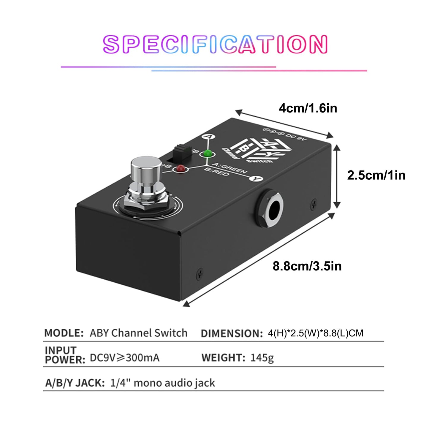 RUSUO Guitar Pedals ABY Box Line Selector AB Switch Mini Guitar Effect Pedal Bidirectional Transmission Metal Casing Anti-Slip Support A/B or A and B Modes