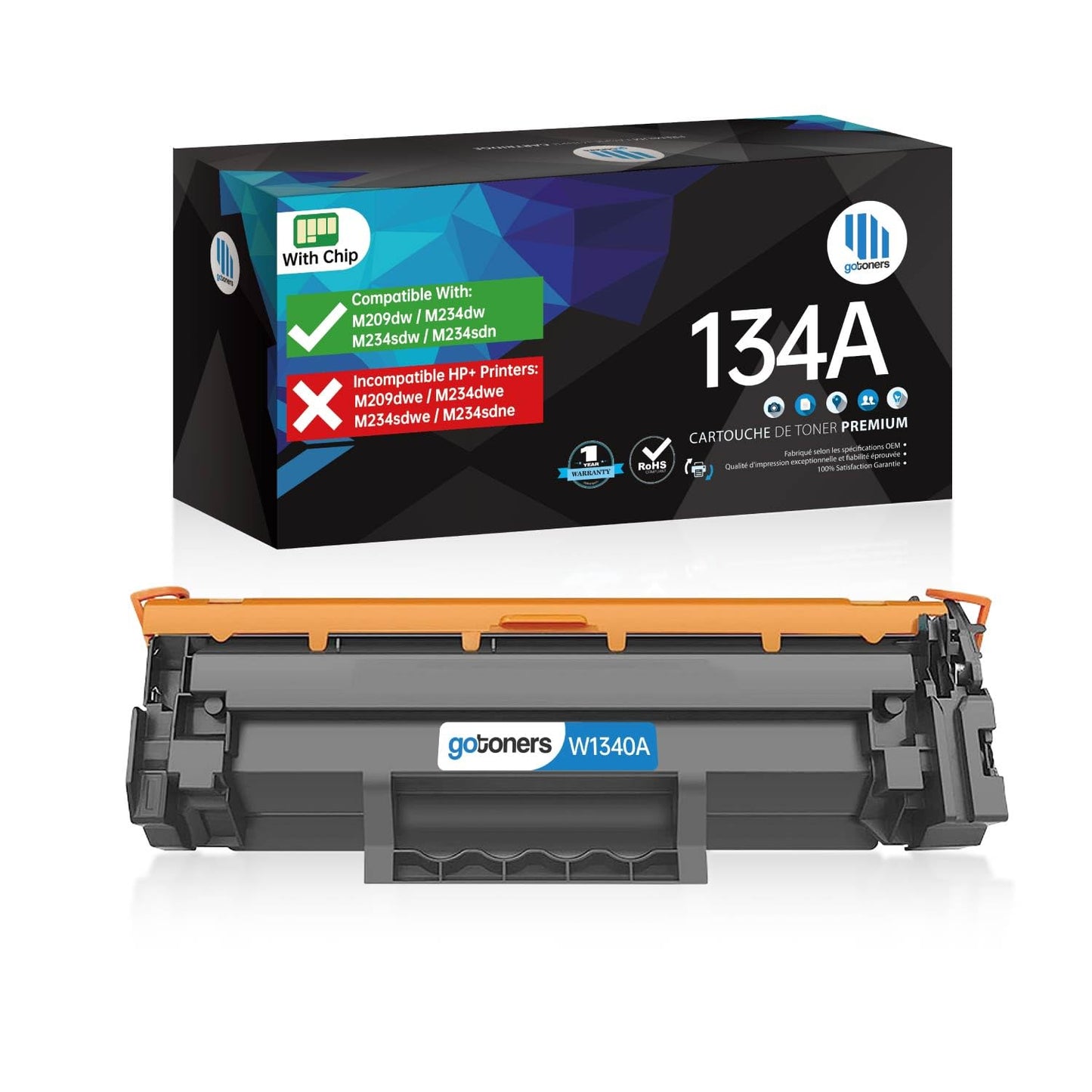 Gotoners 134A W1340A Toner Cartridge (with Chip) for HP 134X W1340X Black Compatible with HP LaserJet MFP M234sdw M234dw M209dw M209 M234 Printer (Do Not Fit HP *E Series or HP+ Printer)