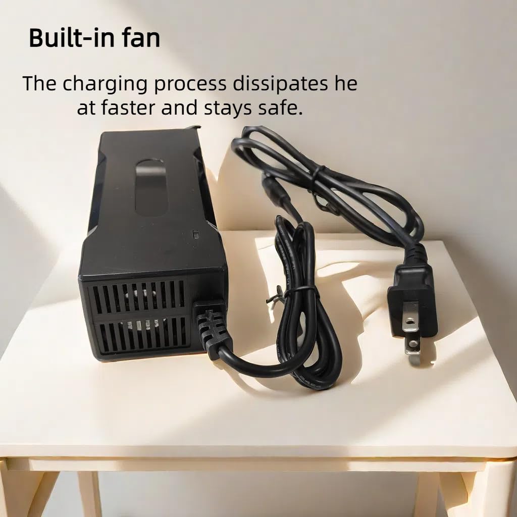 PMCMCY 54.6v 2a Lithium Battery Charger for 48V 13S Li-ion Battery Pack,48 VLT Power Charger Adapter Built in Fan (DC 5.5 * 2.1/2.5mm)