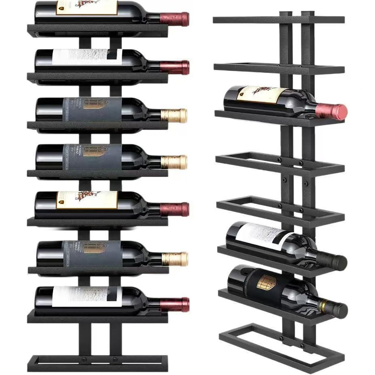 Wall Mount Wine Rack, Detachable Wall Mounted Wine，Wall Racks for Wine Bottles Display and Storage, Hanging Bottle Organizer for Living Room, Dining Room, Wine Cellar, Bar (8 Tier Classic Black)
