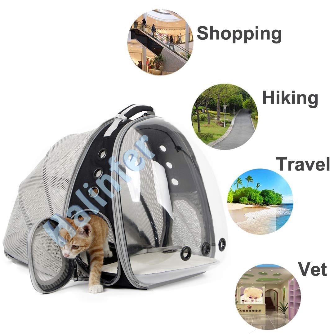 Back Expandable Cat Backpack Carrier, Fit up to 12 lbs, Space Capsule Bubble Window Pet Carrier Backpack for Cat and Small Puppy