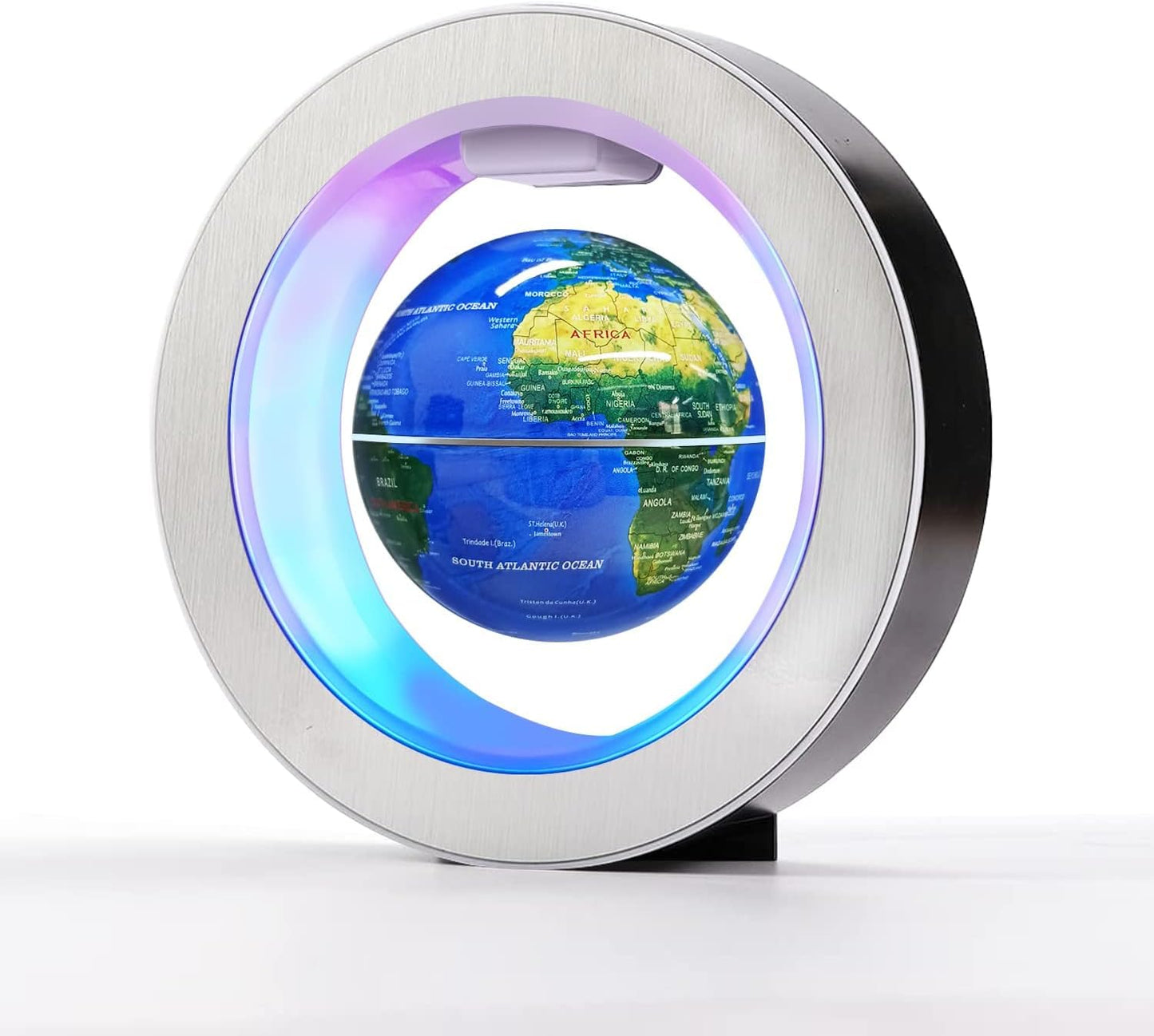 Flagest Magnetic Levitation Floating Globe - Levitating O Shape Globe with LED Lights for Education Home Office Desk Decor - Birthday Holiday Party Gift (4Inches sphere）