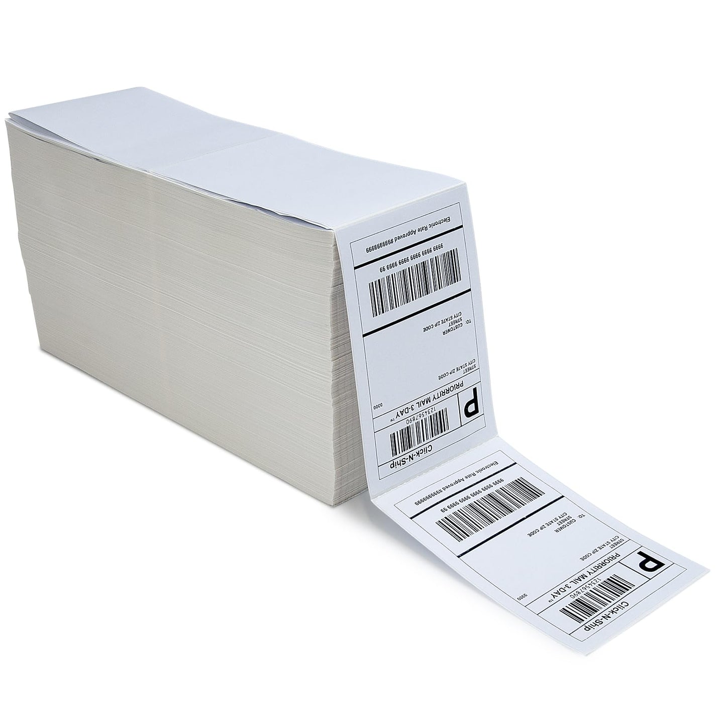 L LIKED 2500 Fanfold 4" x 6" Direct Thermal Shipping Labels, with Perforated line for Thermal Printers - Compatible with Zebra & Rollo Printer