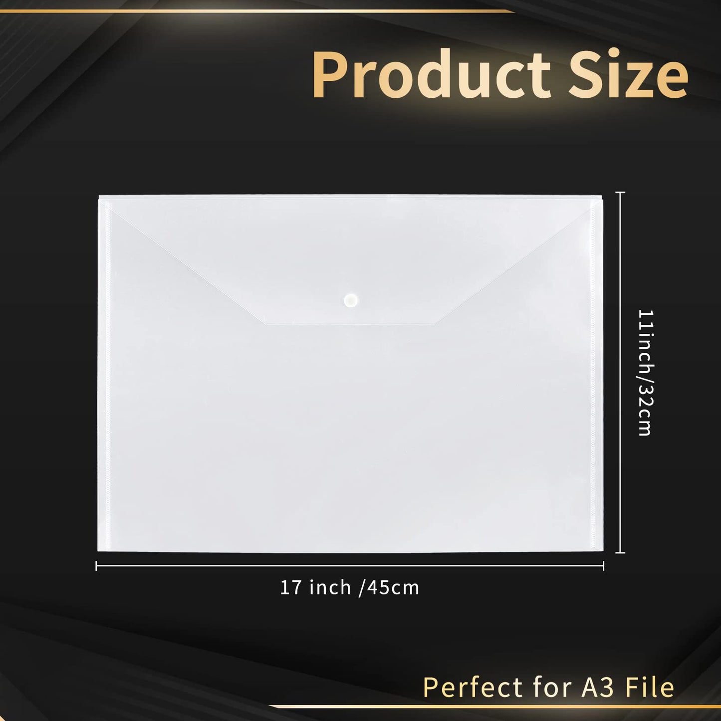 10 Pieces 11x17 Inch Tabloid Size Document Folder Organizers With Snap Closure Clear File Folder Poly Oversized Envelope Plastic Folders for Office School Home
